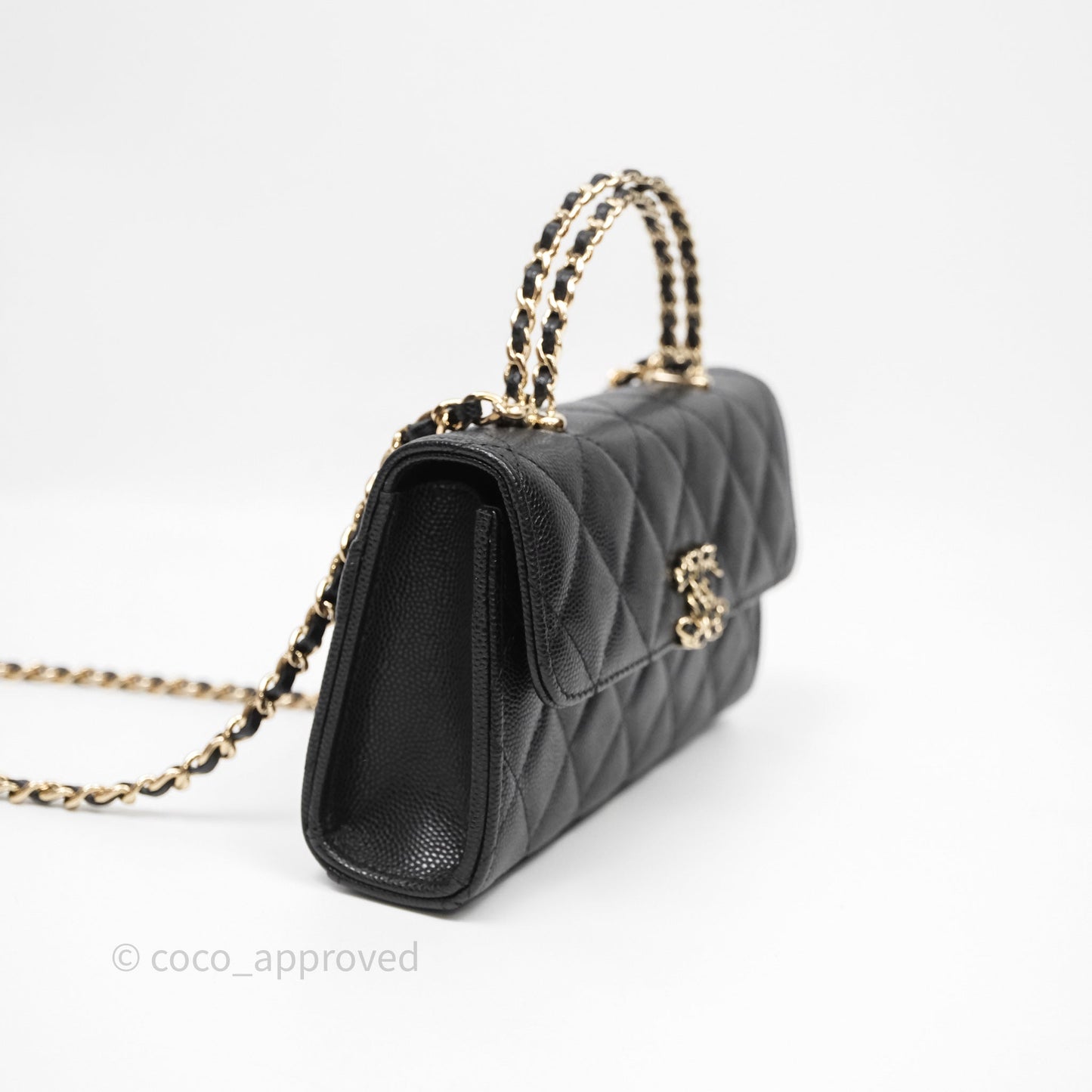 Chanel Clutch With Chain Black Caviar Gold Hardware