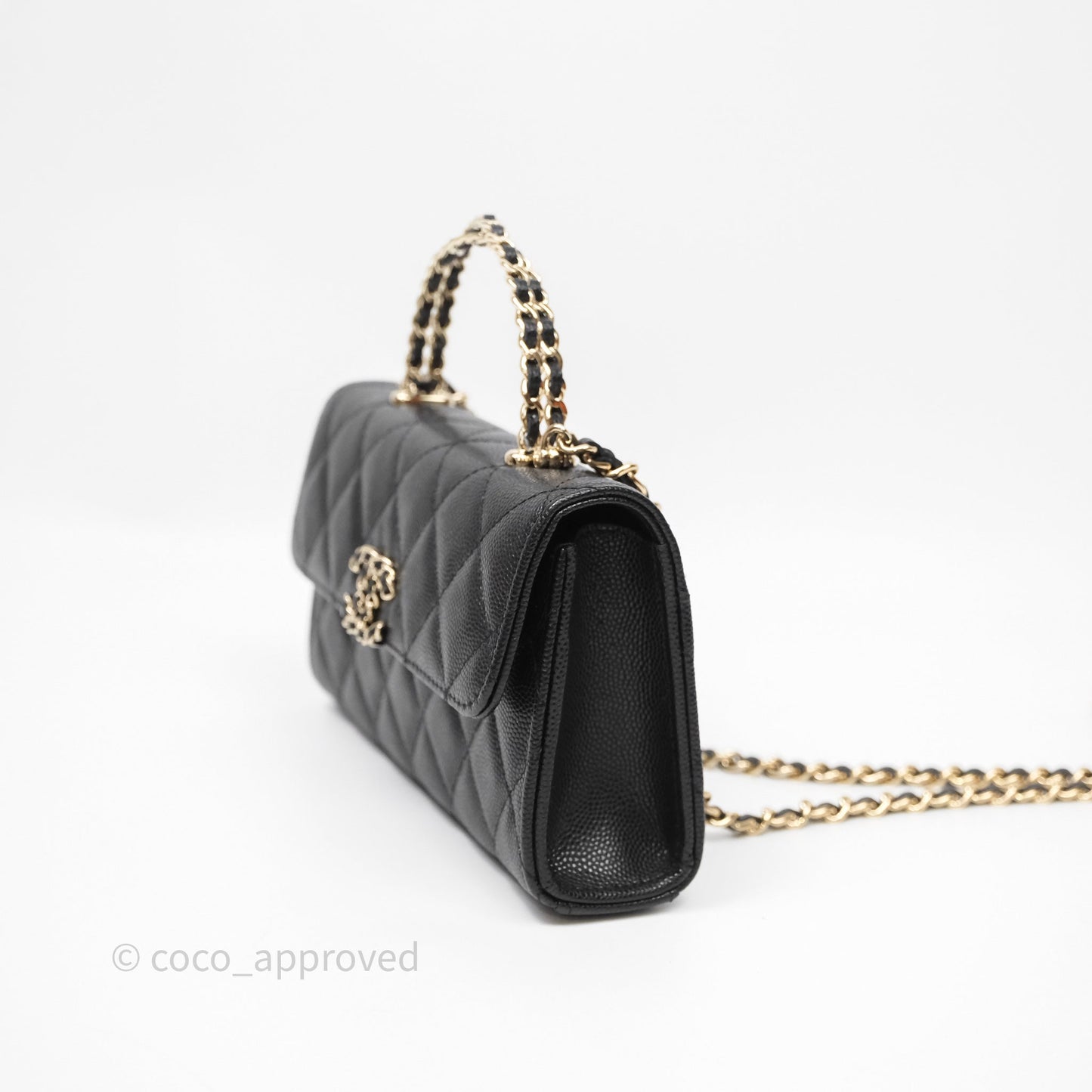 Chanel Clutch With Chain Black Caviar Gold Hardware