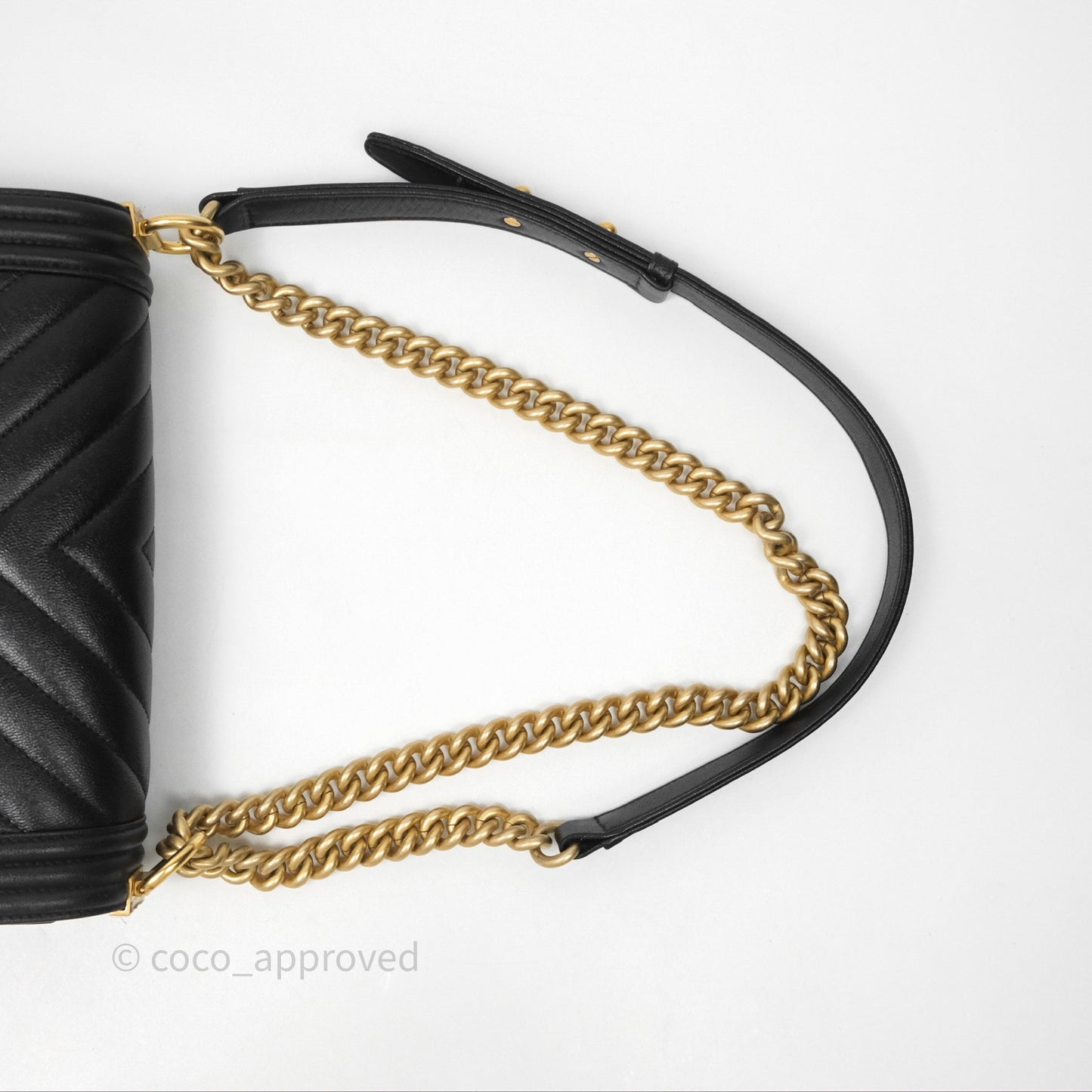 Chanel Medium Boy Chevron Black Caviar Aged Gold Hardware
