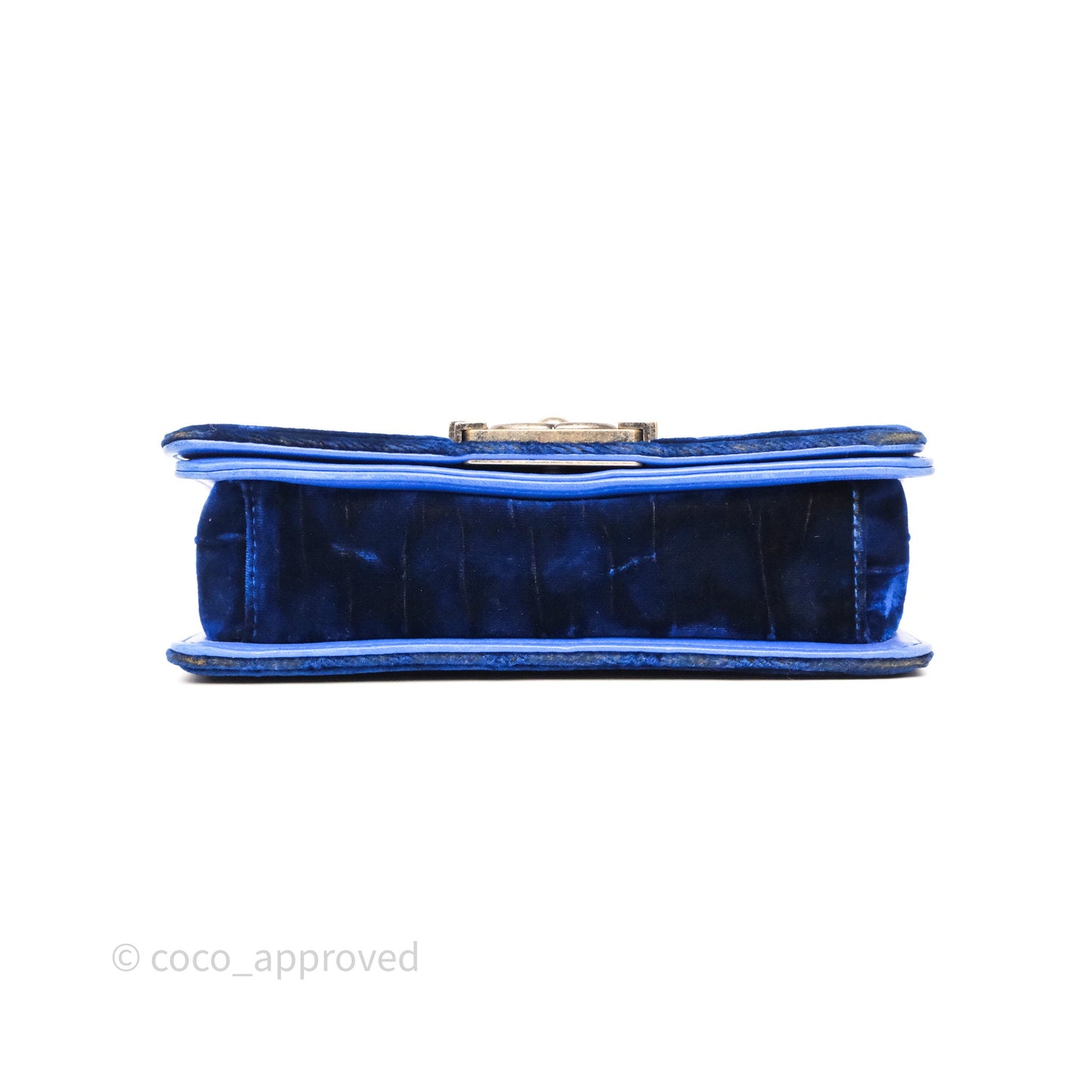 Chanel Quilted Small Boy Blue Velvet Ruthenium Hardware