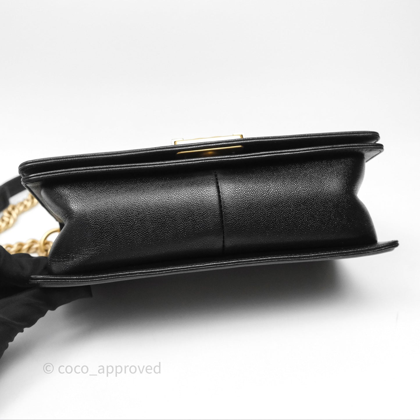 Chanel Medium Boy Chevron Black Caviar Aged Gold Hardware