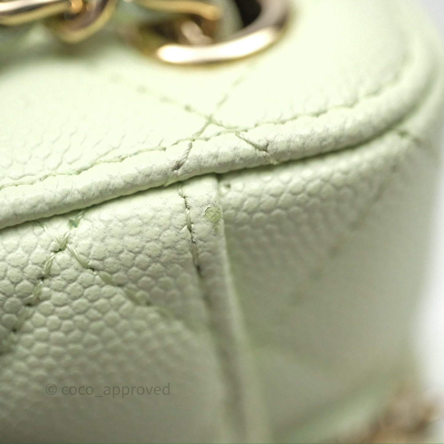 Chanel Vanity Phone Holder With Chain Light Mint Green Caviar Gold Hardware
