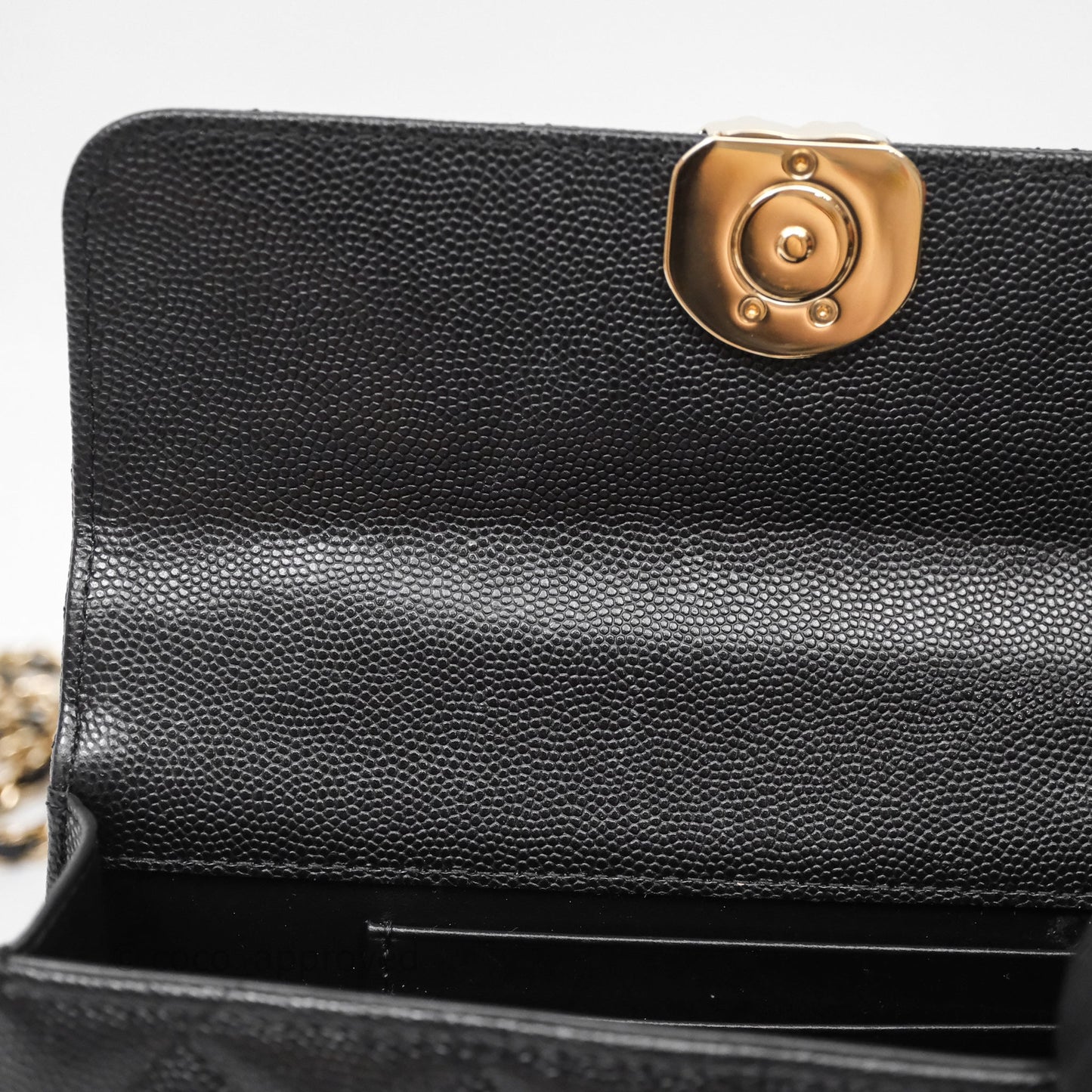 Chanel Clutch With Chain Black Caviar Gold Hardware
