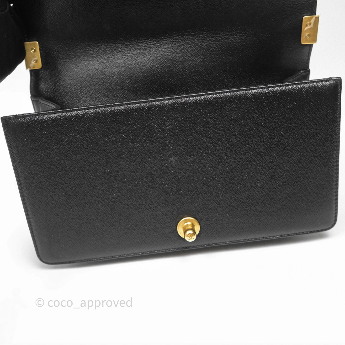 Chanel Medium Boy Chevron Black Caviar Aged Gold Hardware