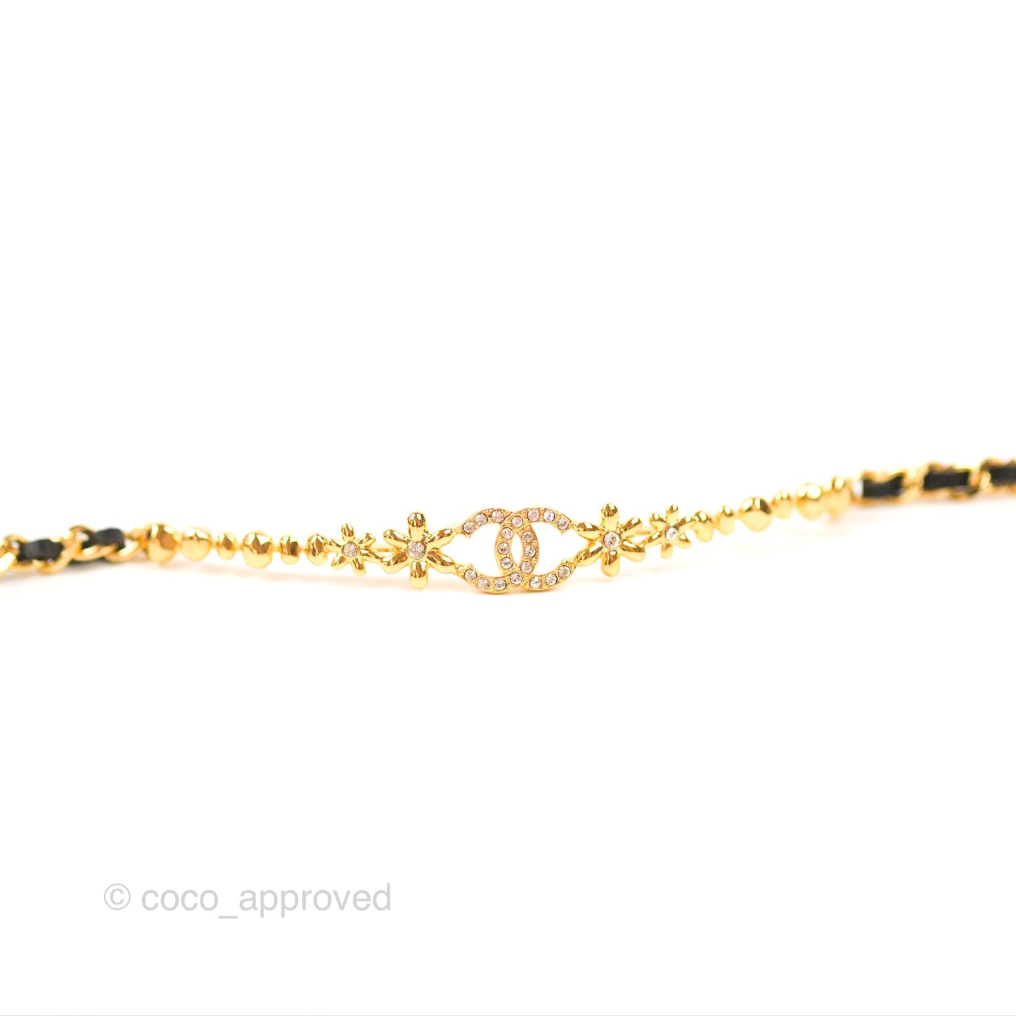 Chanel Crystal CC Snowflake Woven Chain Choker Gold Tone 23A