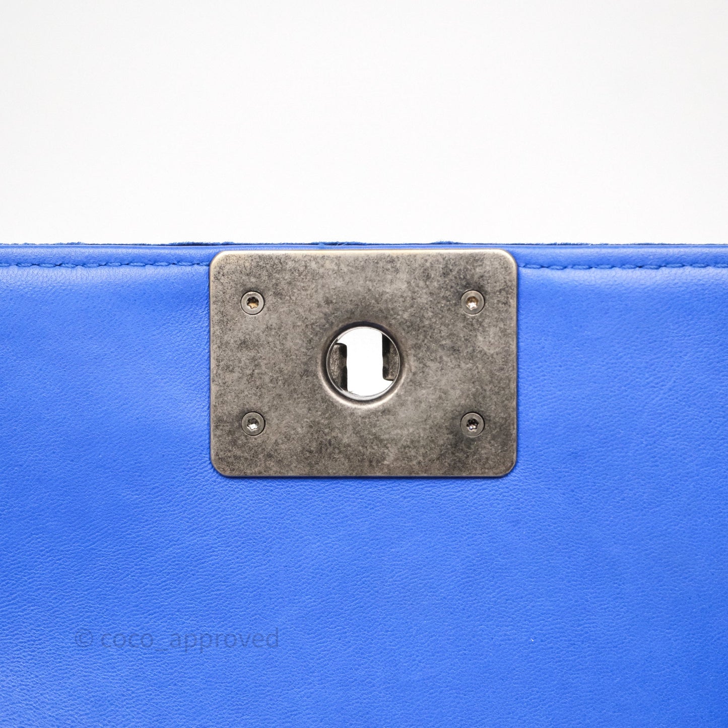 Chanel Quilted Small Boy Blue Velvet Ruthenium Hardware