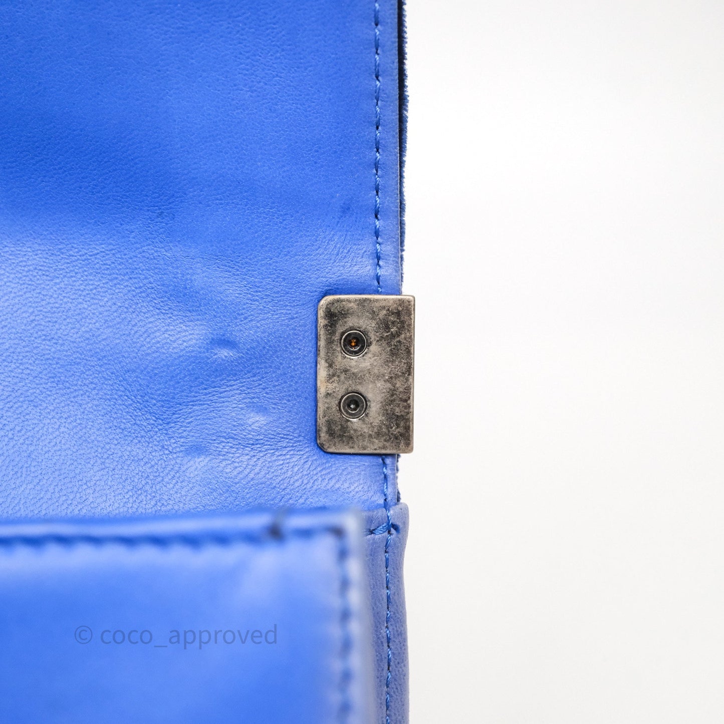 Chanel Quilted Small Boy Blue Velvet Ruthenium Hardware