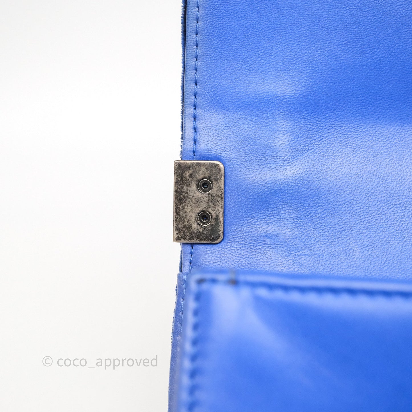 Chanel Quilted Small Boy Blue Velvet Ruthenium Hardware