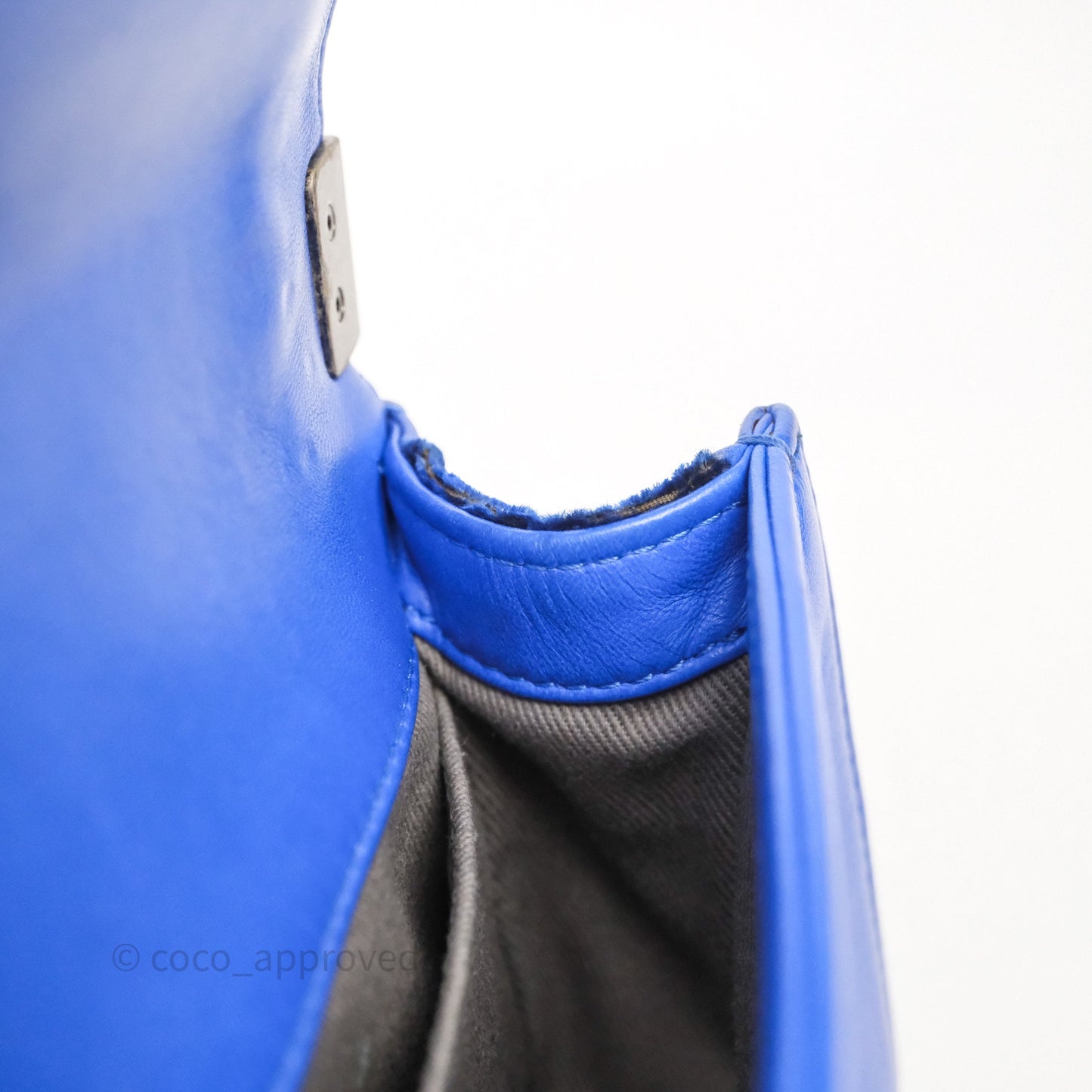 Chanel Quilted Small Boy Blue Velvet Ruthenium Hardware