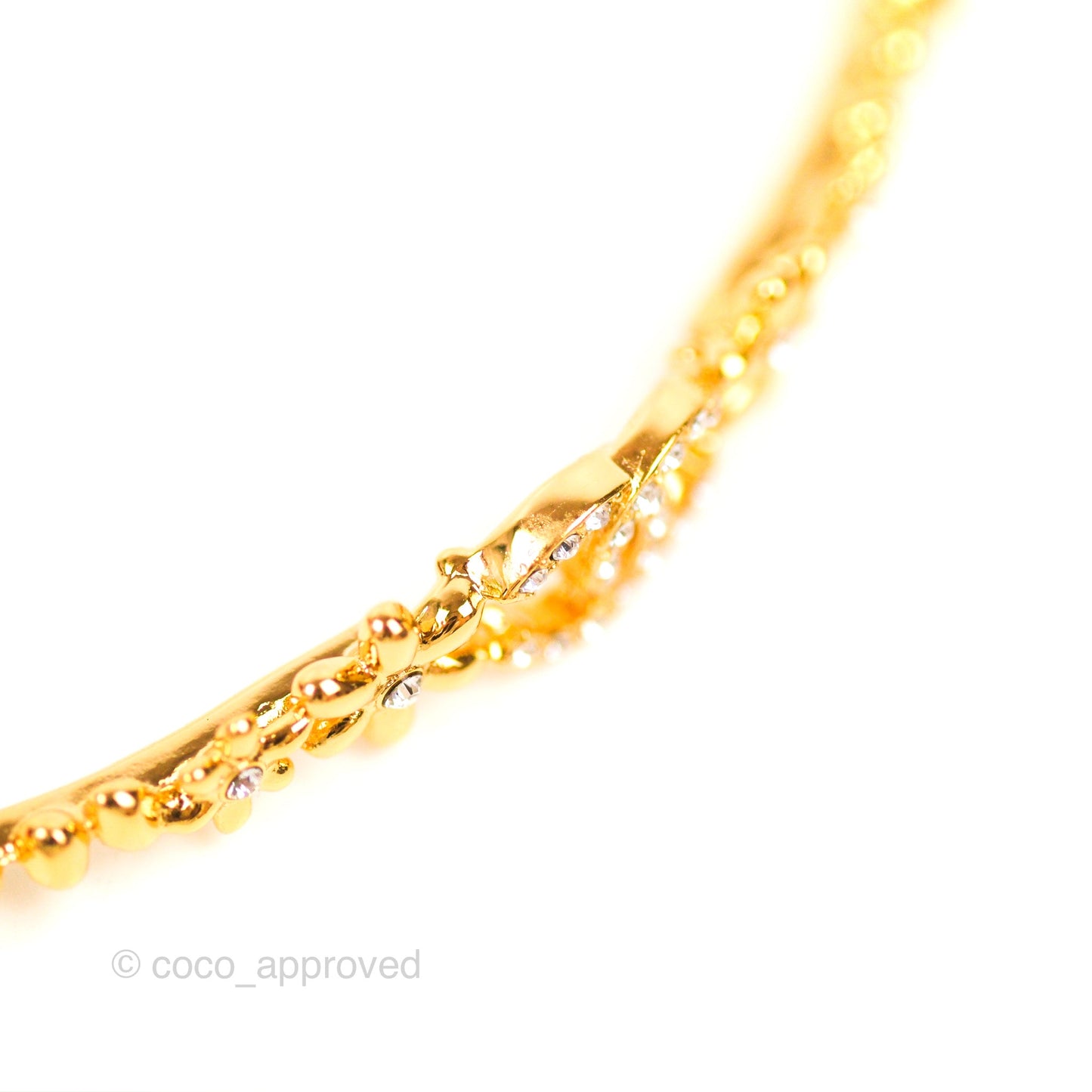 Chanel Crystal CC Snowflake Woven Chain Choker Gold Tone 23A