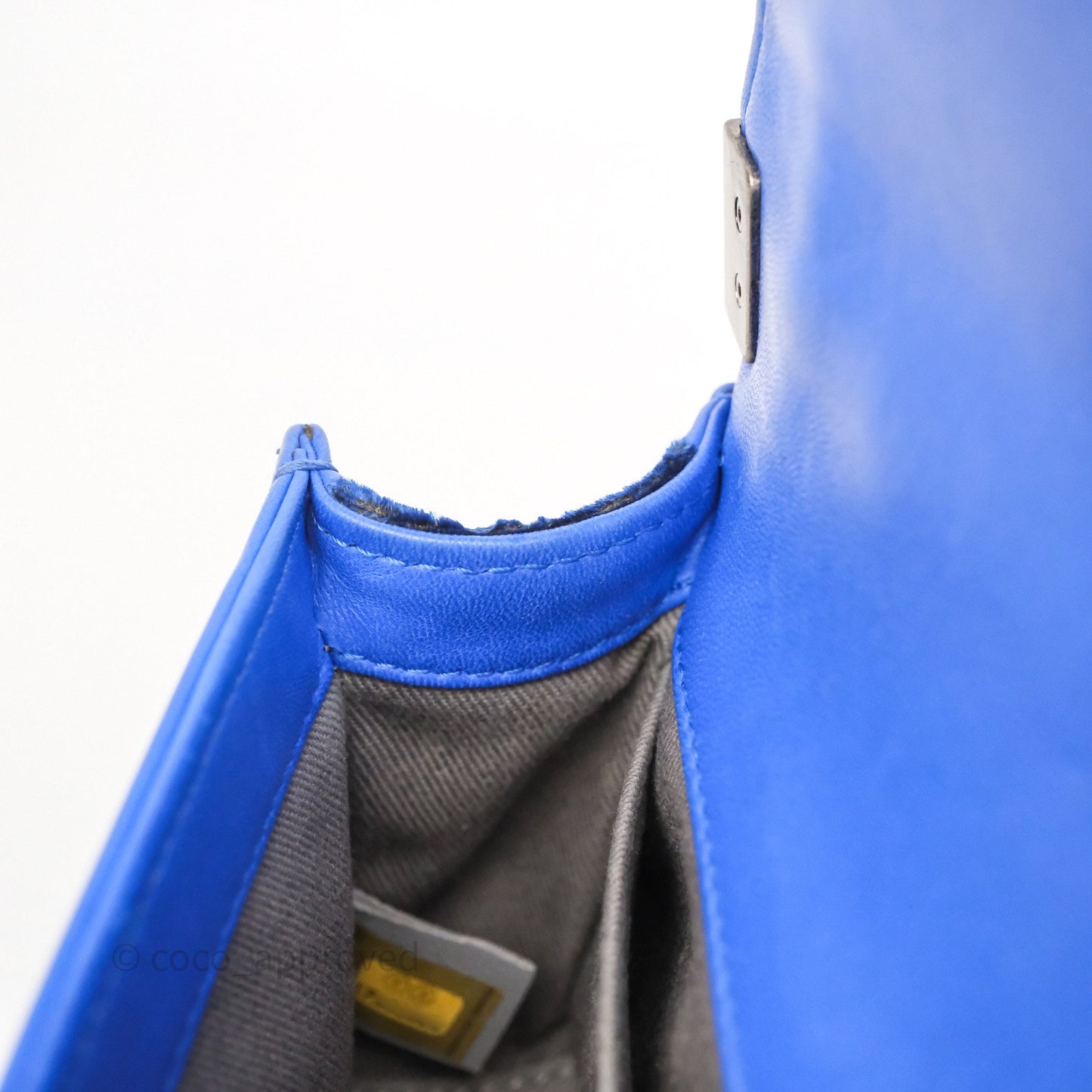 Chanel Quilted Small Boy Blue Velvet Ruthenium Hardware