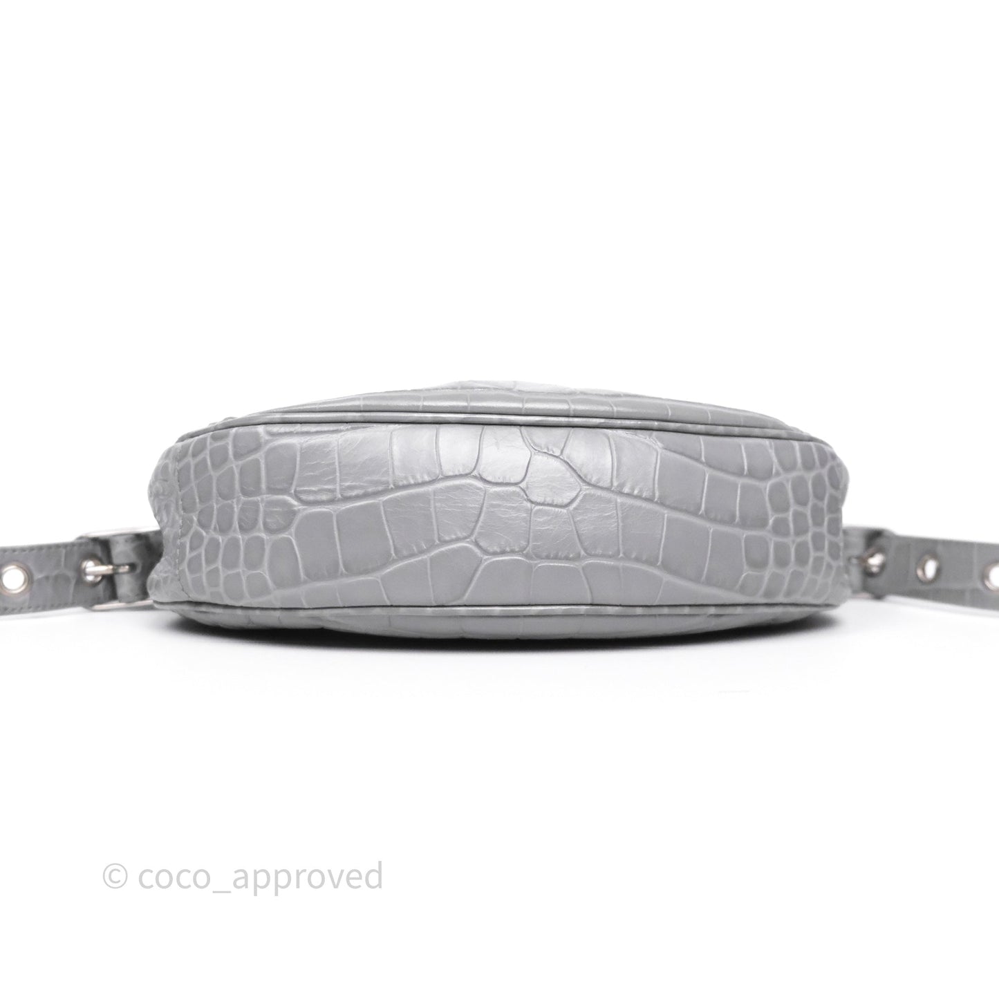 Balenciaga XS Le Cagole Shoulder Bag Grey Croc Embossed Leather