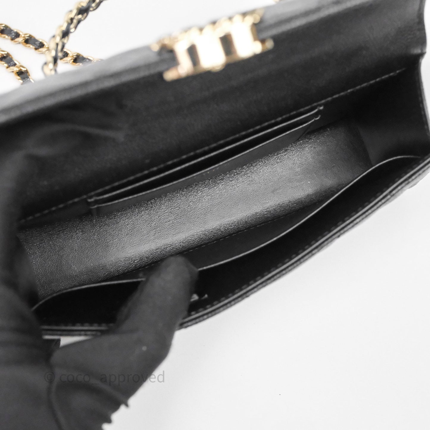 Chanel Clutch With Chain Black Caviar Gold Hardware