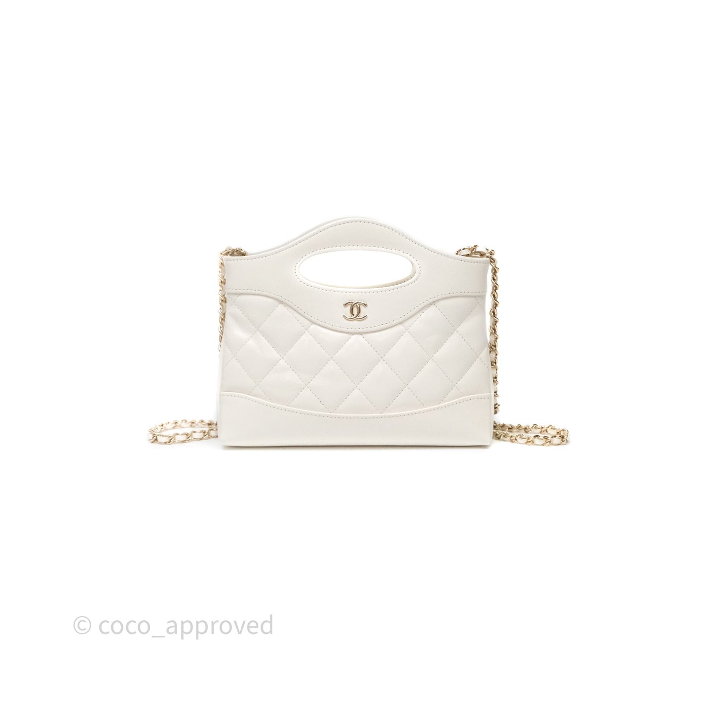 Chanel Nano 31 White Shiny Calfskin Gold Hardware