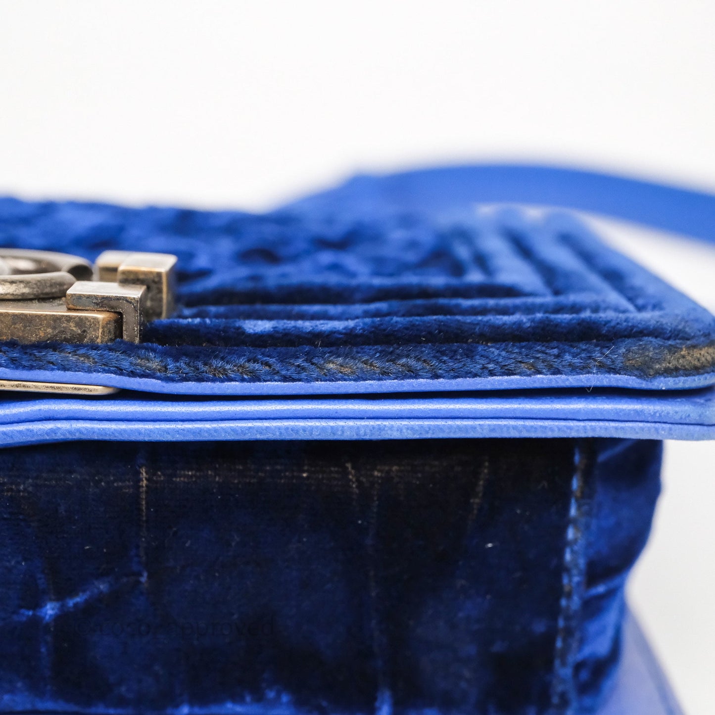 Chanel Quilted Small Boy Blue Velvet Ruthenium Hardware