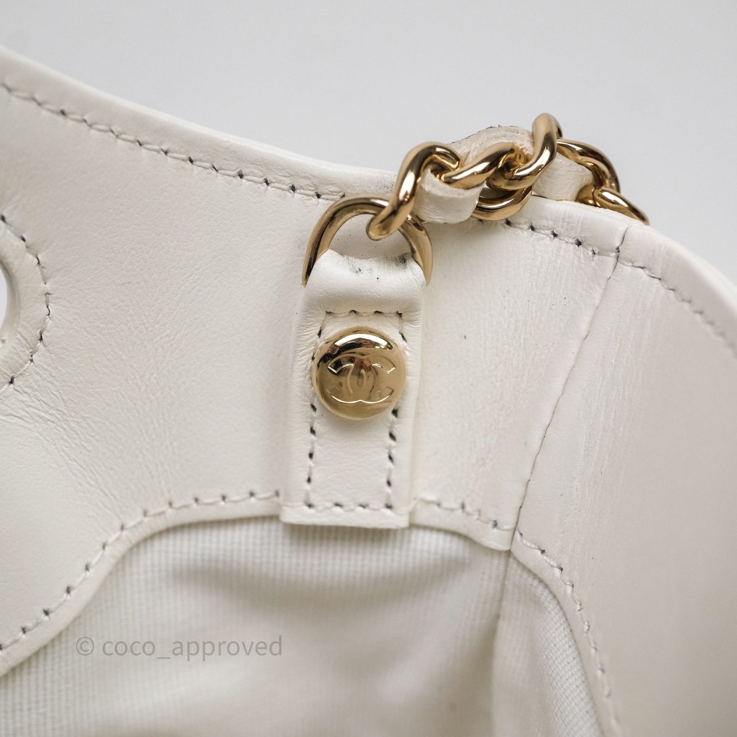 Chanel Nano 31 White Shiny Calfskin Gold Hardware