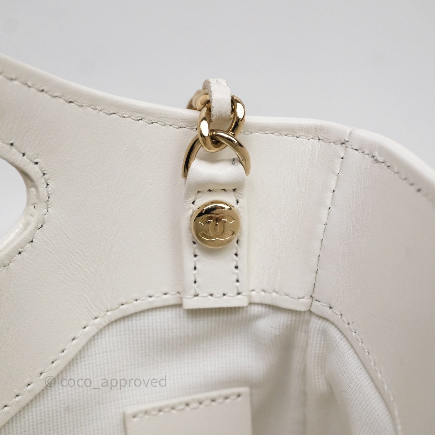Chanel Nano 31 White Shiny Calfskin Gold Hardware