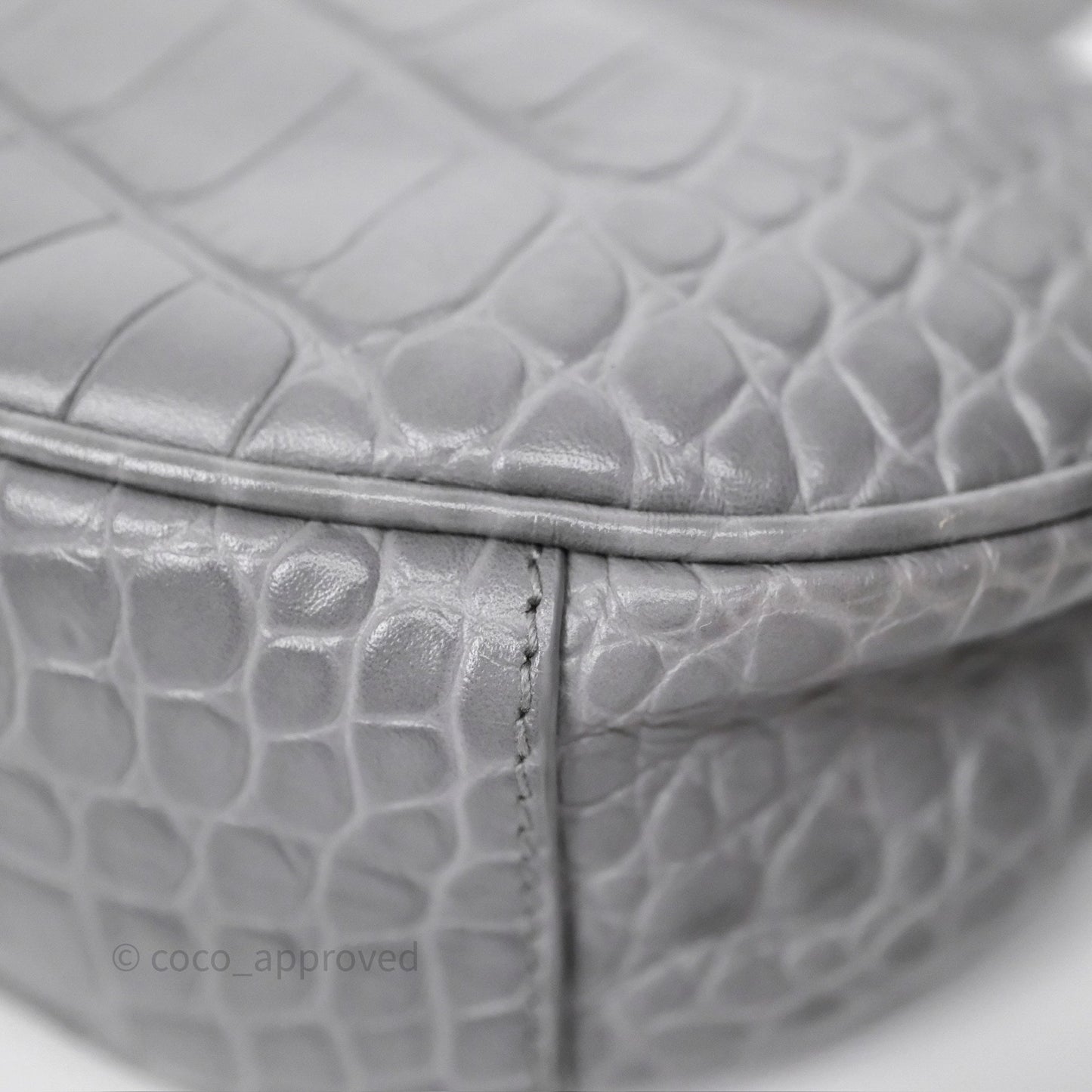 Balenciaga XS Le Cagole Shoulder Bag Grey Croc Embossed Leather