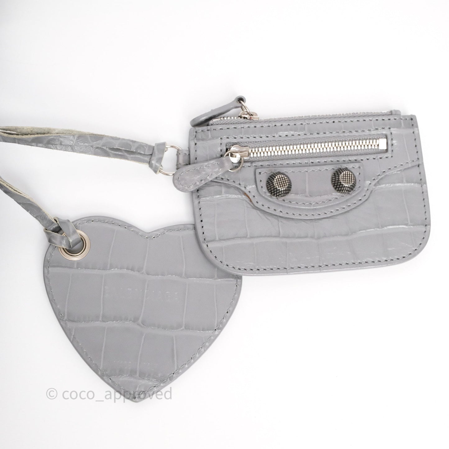 Balenciaga XS Le Cagole Shoulder Bag Grey Croc Embossed Leather