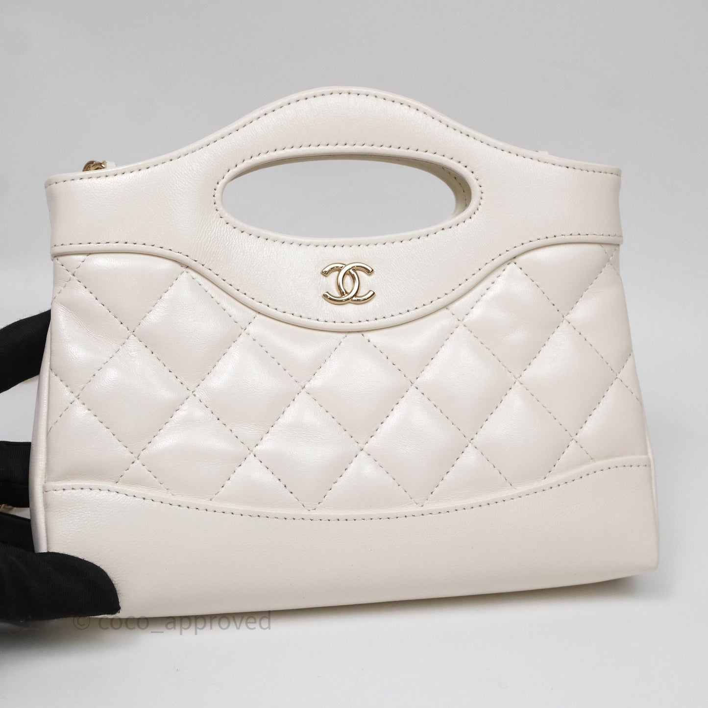 Chanel Nano 31 White Shiny Calfskin Gold Hardware