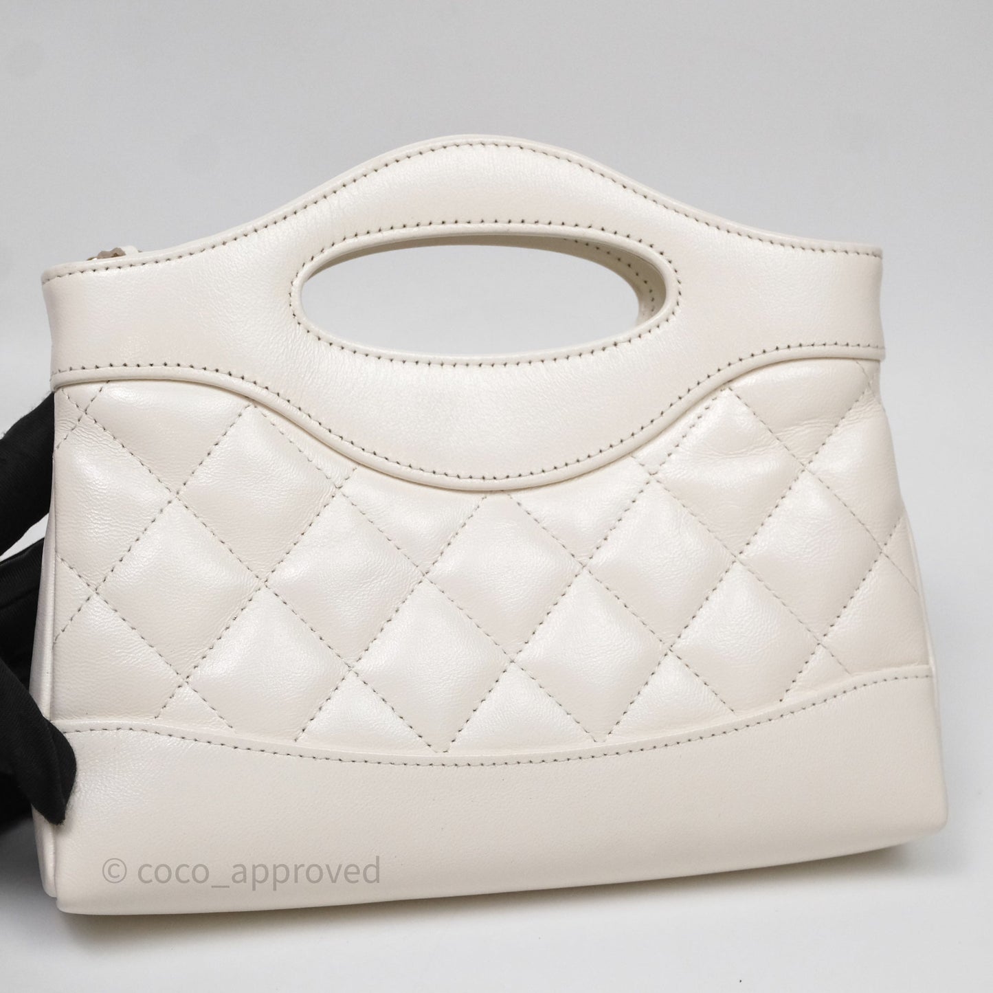 Chanel Nano 31 White Shiny Calfskin Gold Hardware