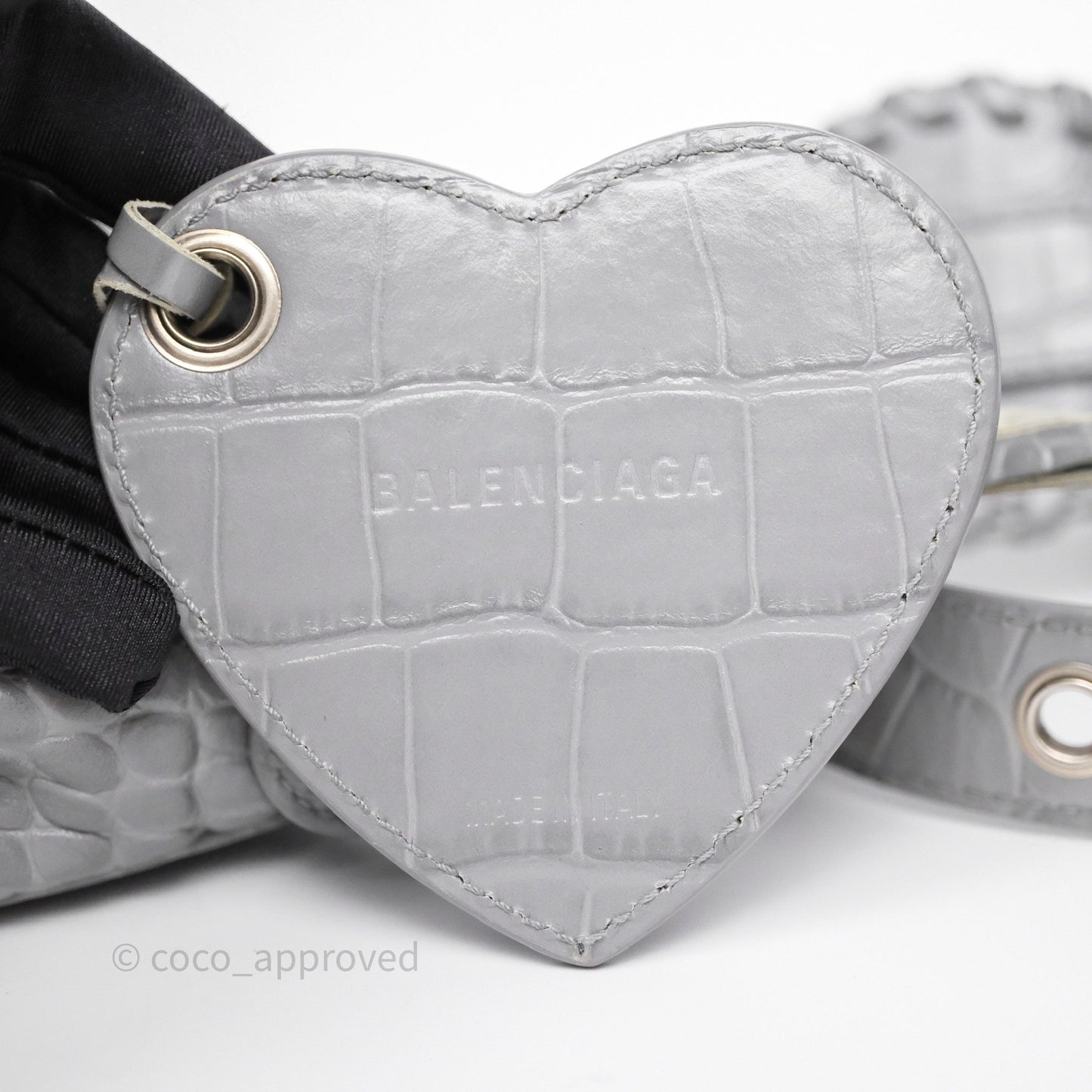 Balenciaga XS Le Cagole Shoulder Bag Grey Croc Embossed Leather