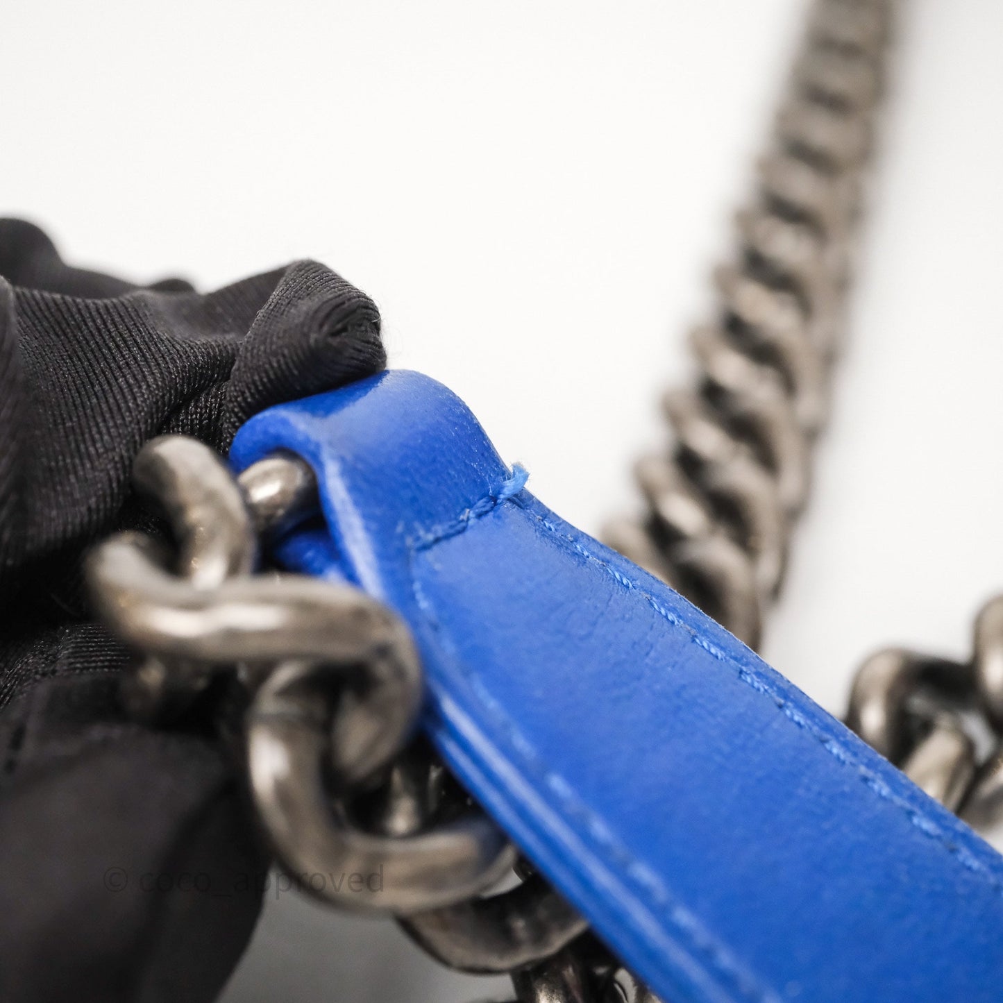 Chanel Quilted Small Boy Blue Velvet Ruthenium Hardware
