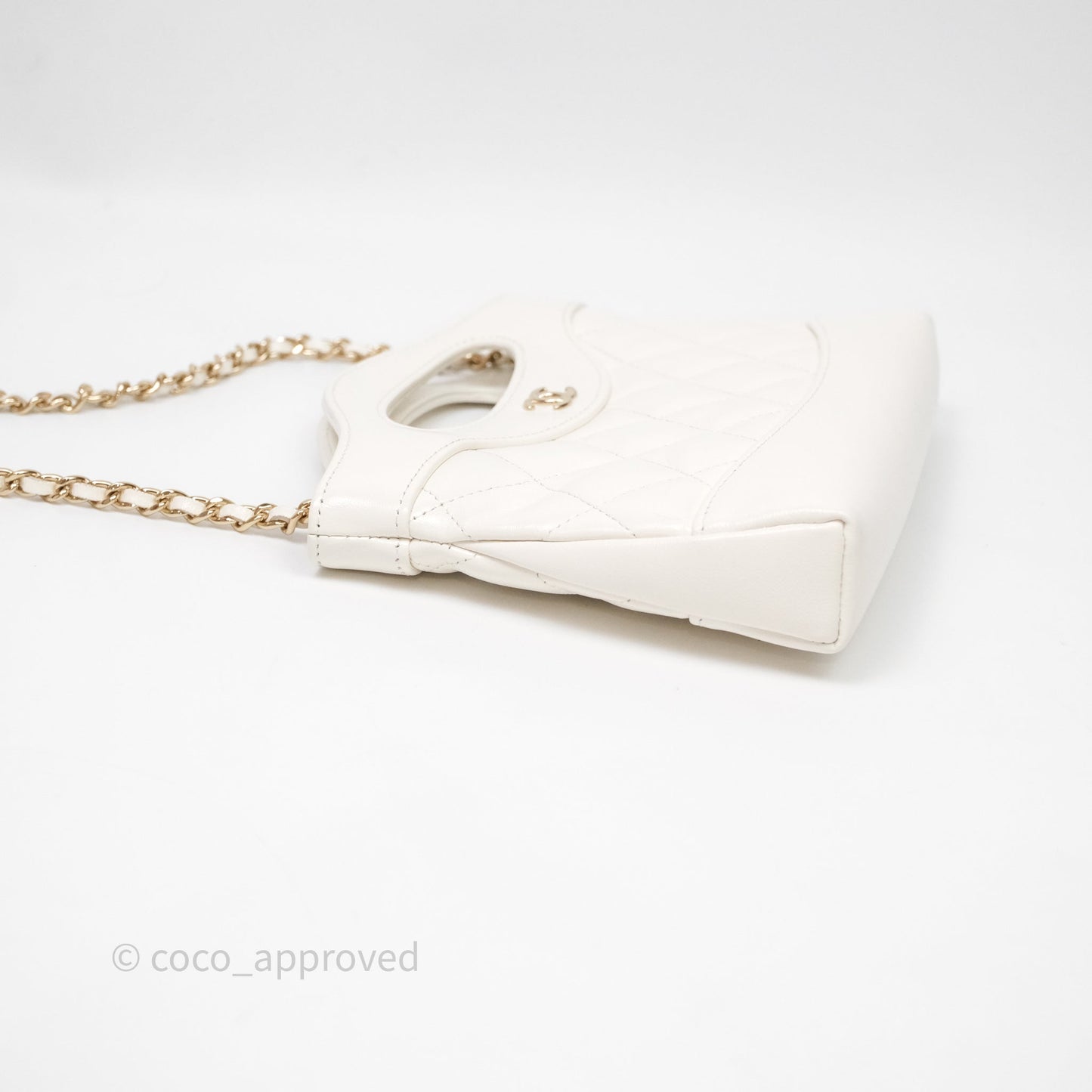 Chanel Nano 31 White Shiny Calfskin Gold Hardware