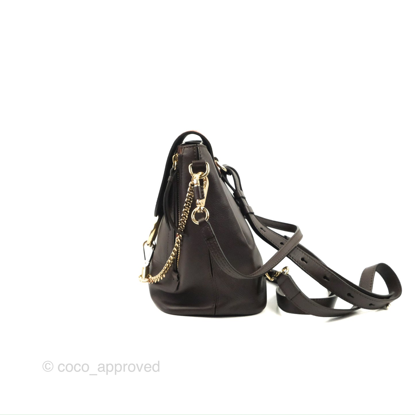 Chloe Small Faye Backpack Suede Calfskin Burgundy Gold Hardware