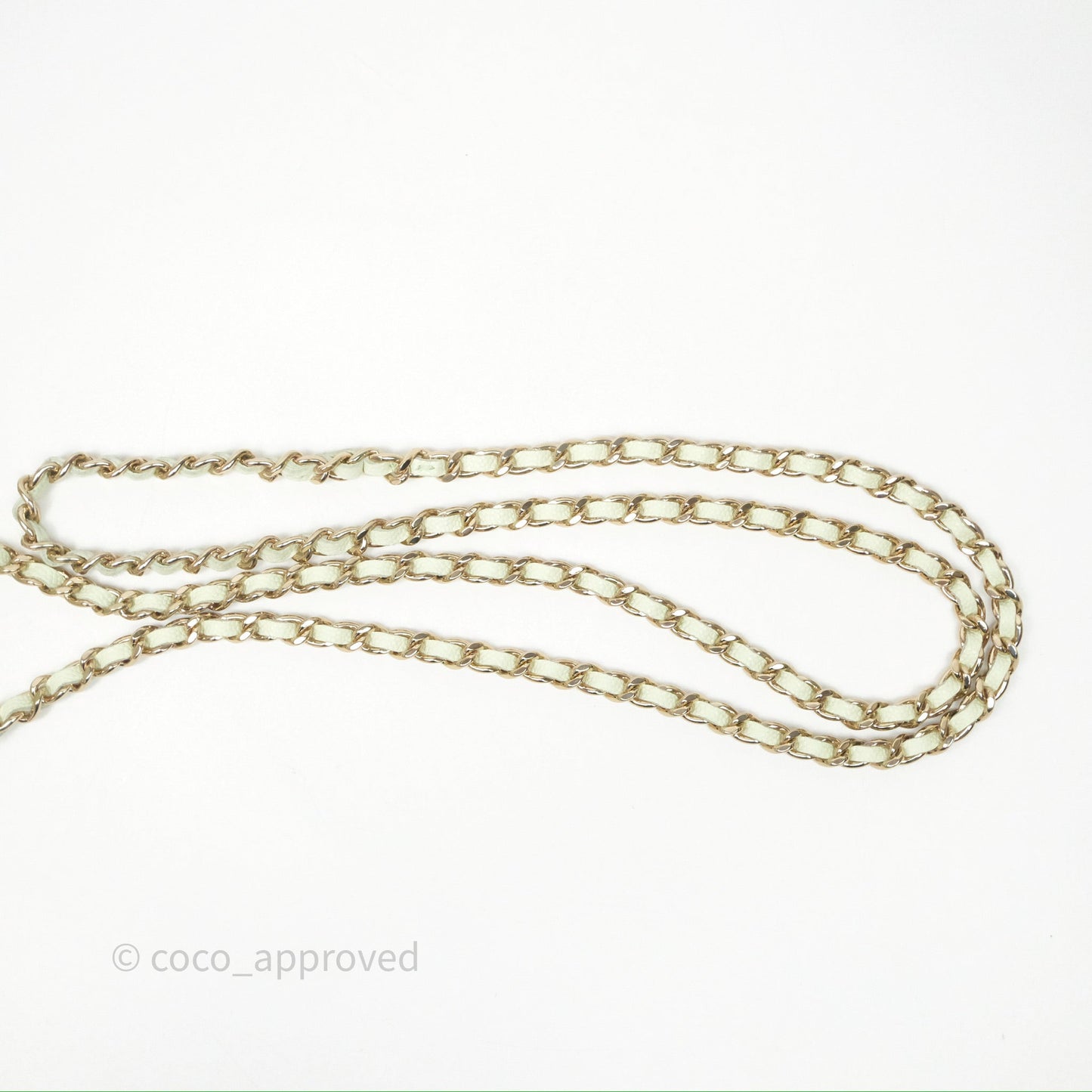 Chanel Vanity Phone Holder With Chain Light Mint Green Caviar Gold Hardware