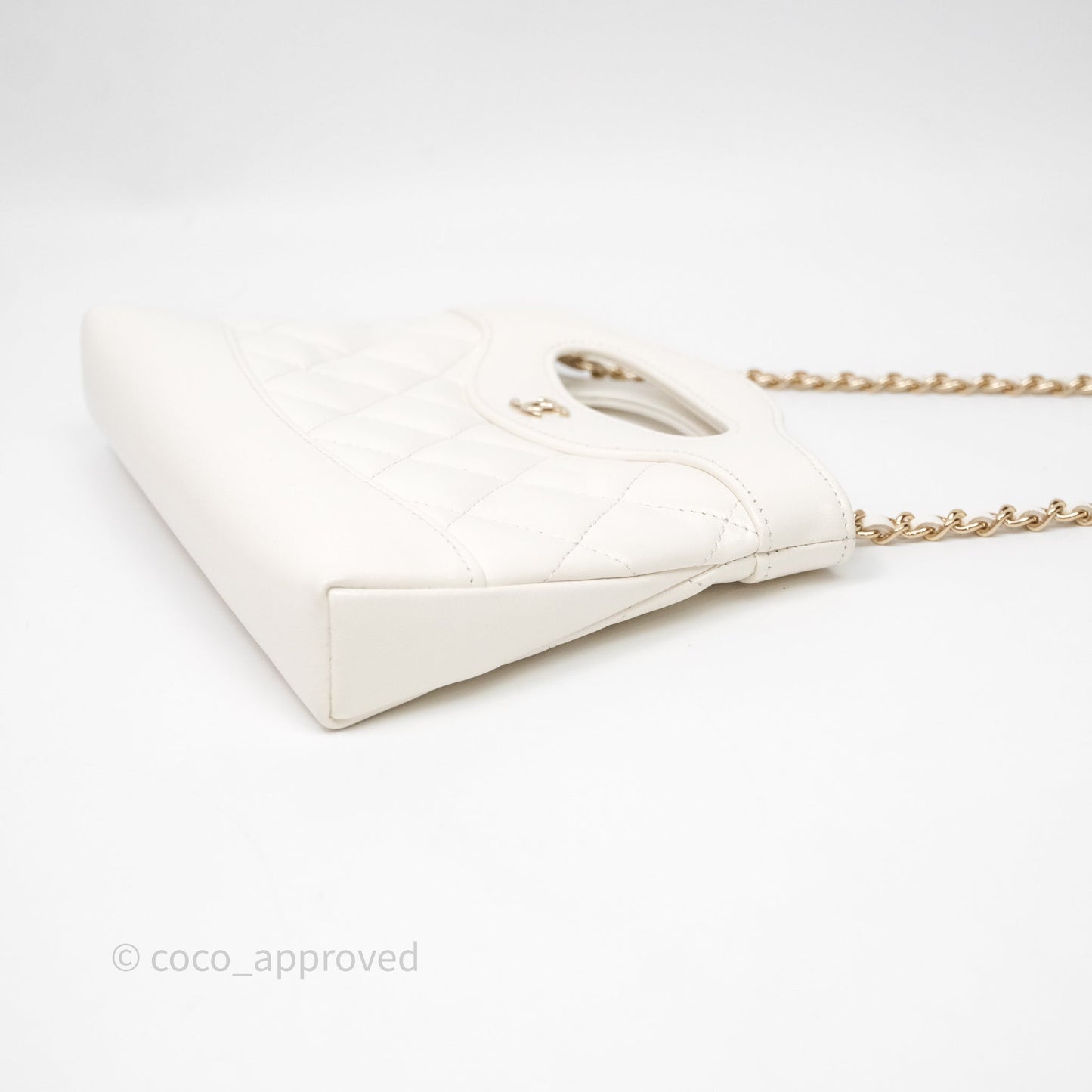 Chanel Nano 31 White Shiny Calfskin Gold Hardware