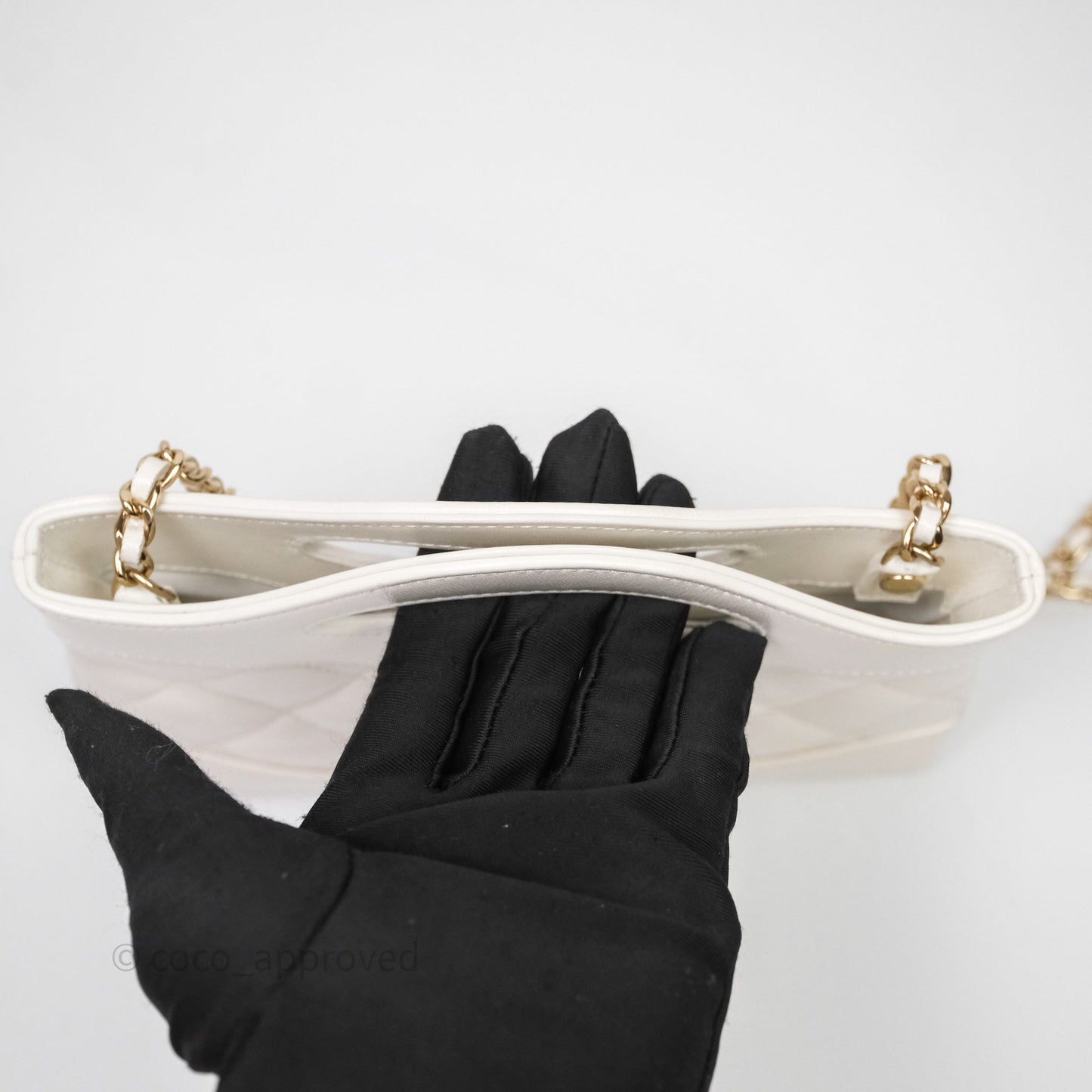 Chanel Nano 31 White Shiny Calfskin Gold Hardware