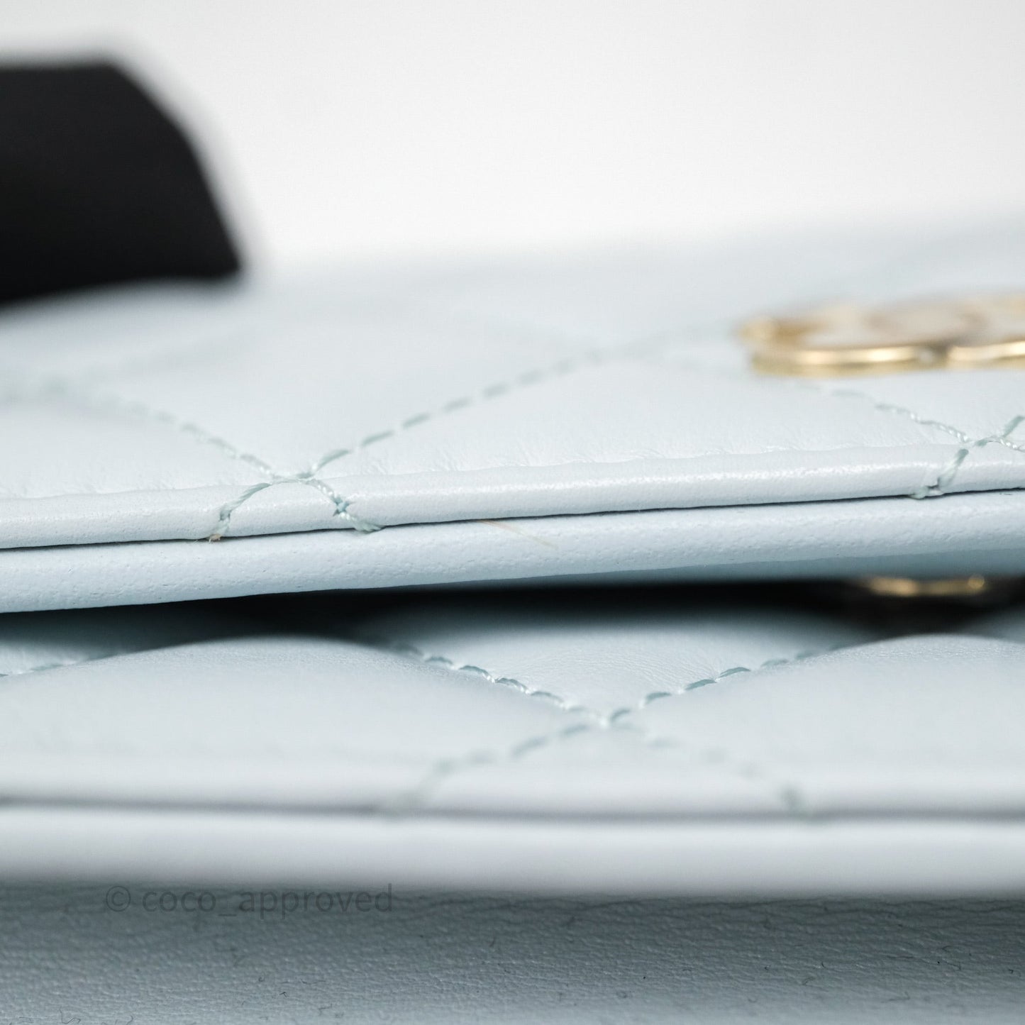 Chanel Quilted Large Pearl Mini Wallet On Chain WOC Blue Lambskin Gold Hardware
