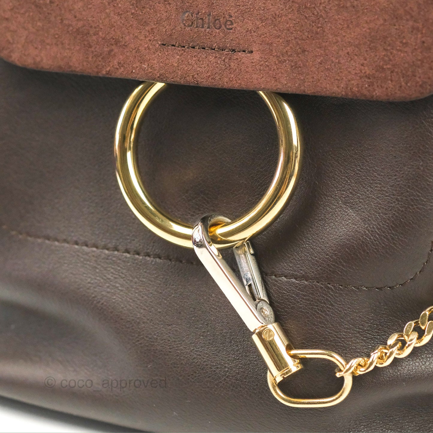 Chloe Small Faye Backpack Suede Calfskin Burgundy Gold Hardware