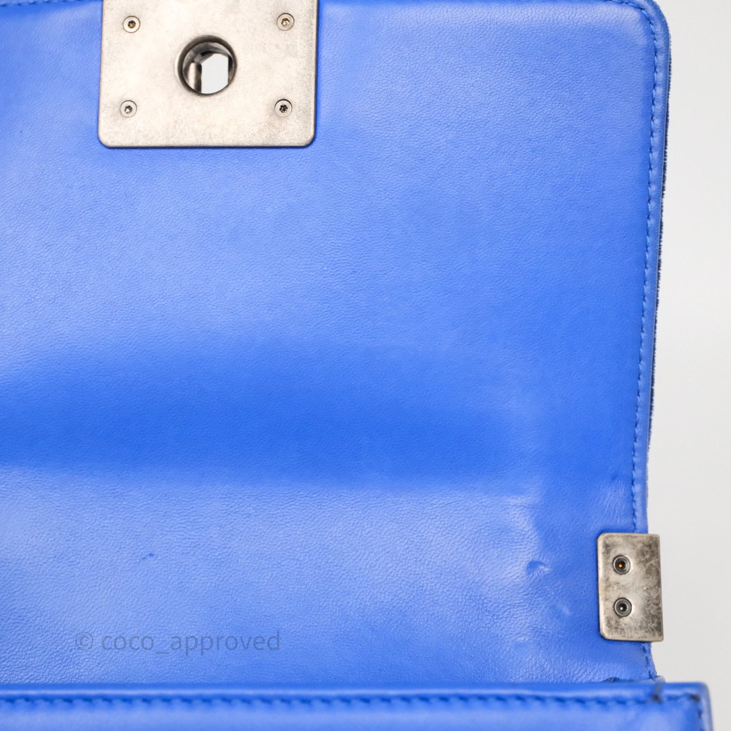 Chanel Quilted Small Boy Blue Velvet Ruthenium Hardware