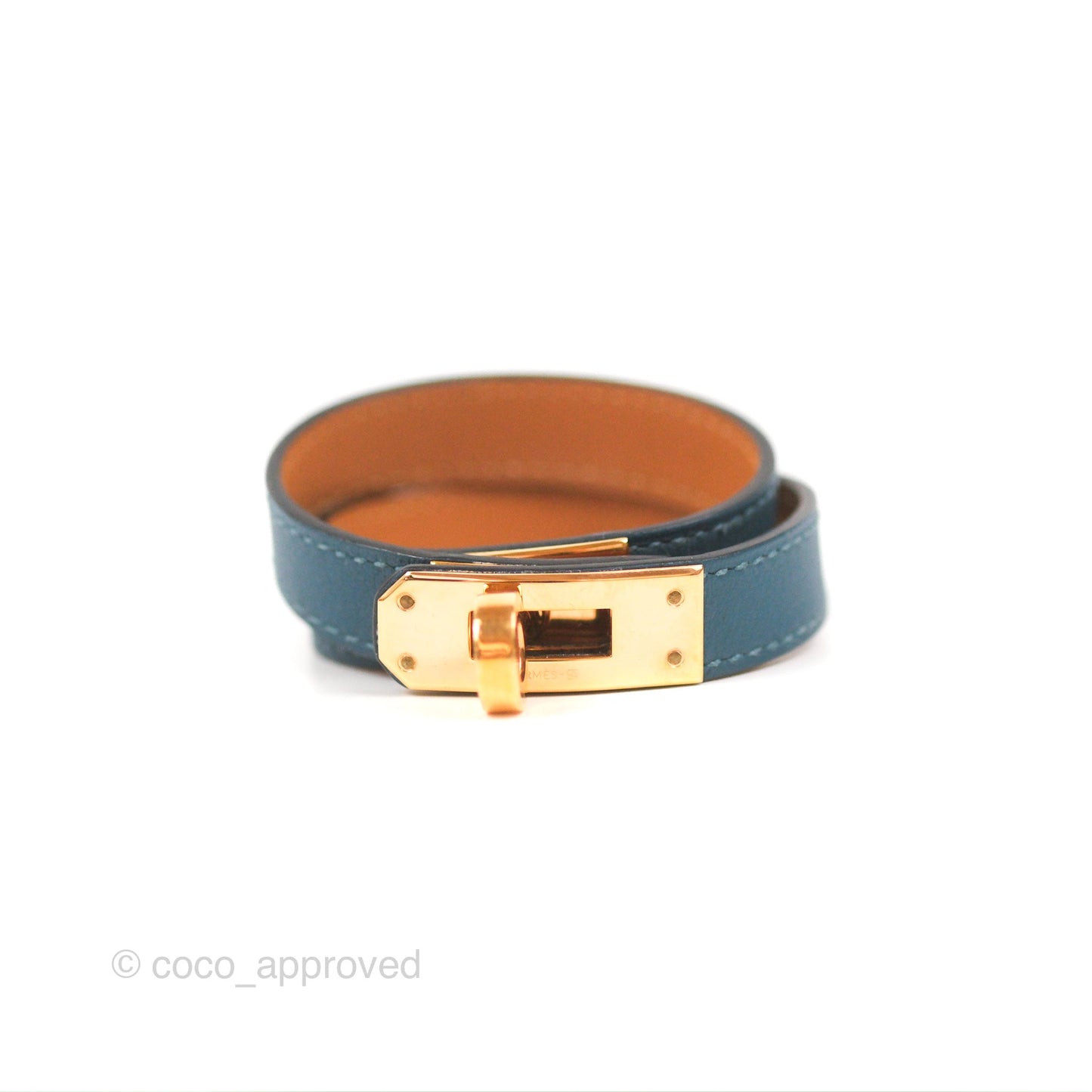 Hermès Kelly Double Tour Bracelet Vert Bosphore Swift Gold Hardware