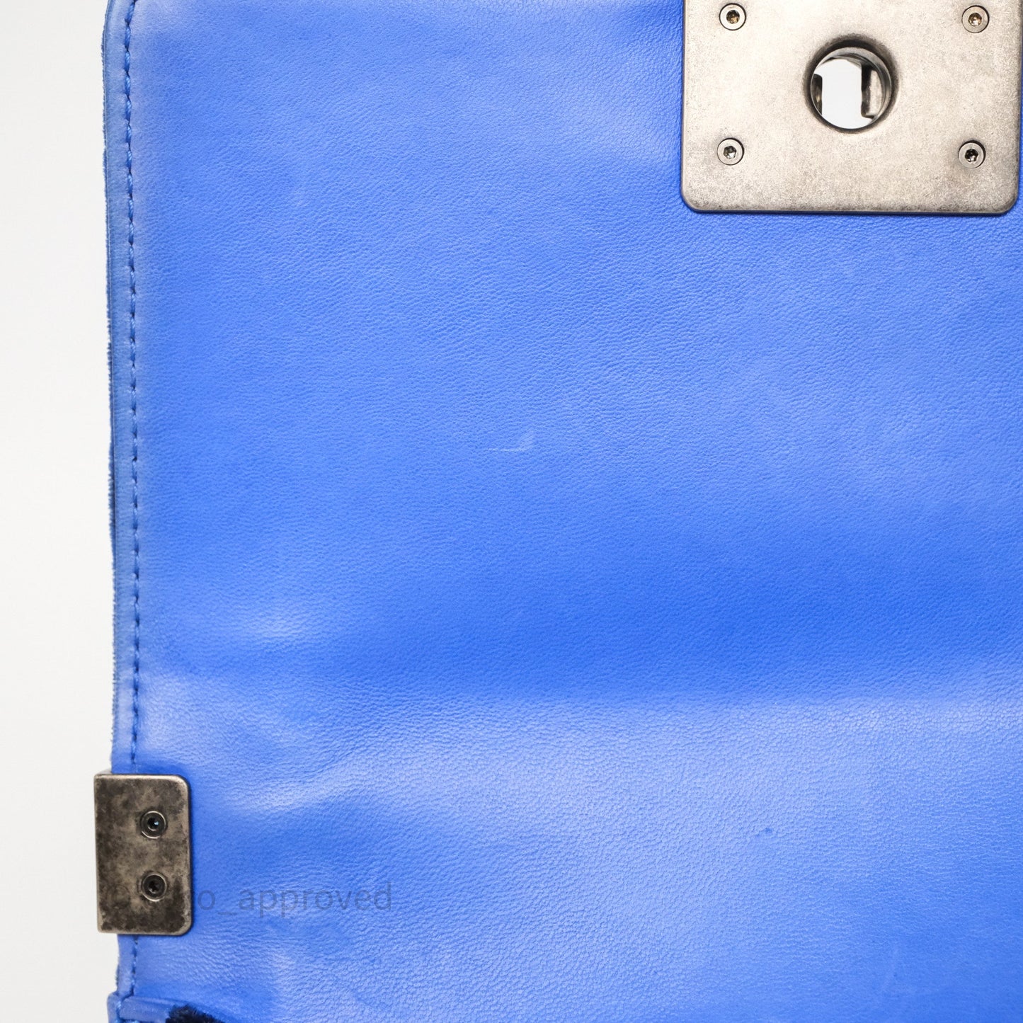 Chanel Quilted Small Boy Blue Velvet Ruthenium Hardware