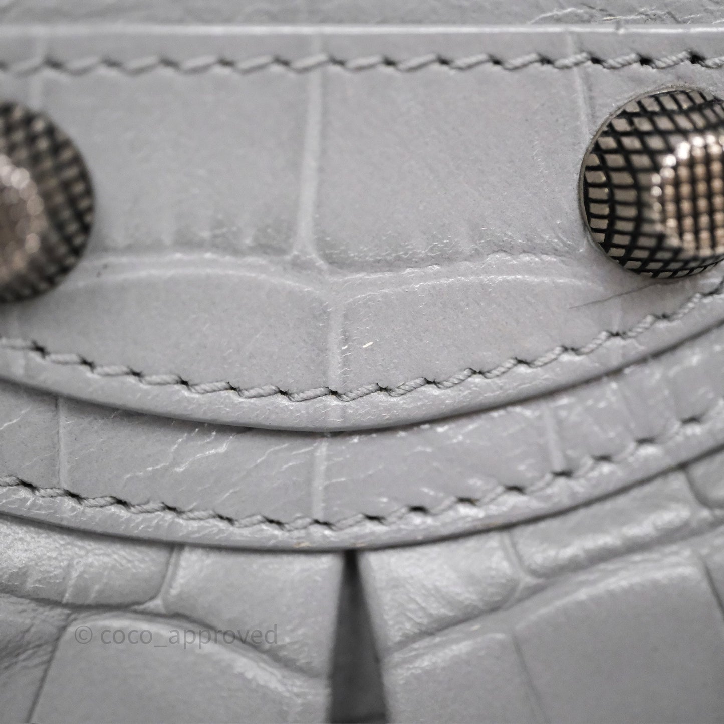 Balenciaga XS Le Cagole Shoulder Bag Grey Croc Embossed Leather