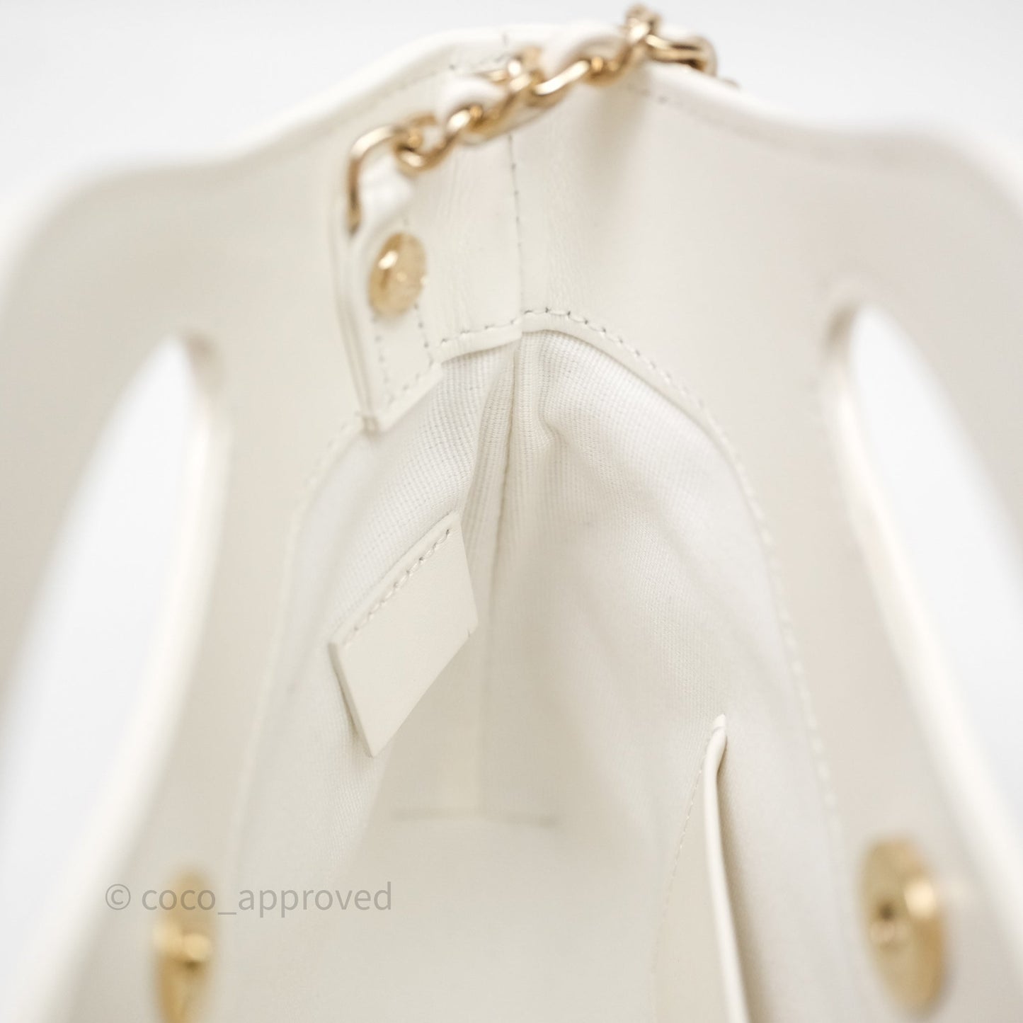 Chanel Nano 31 White Shiny Calfskin Gold Hardware