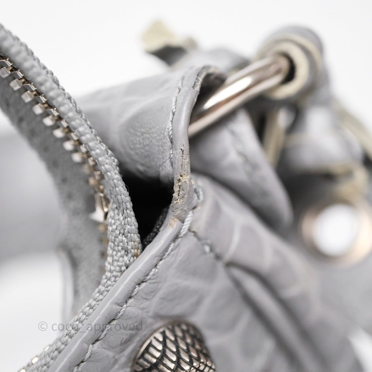 Balenciaga XS Le Cagole Shoulder Bag Grey Croc Embossed Leather