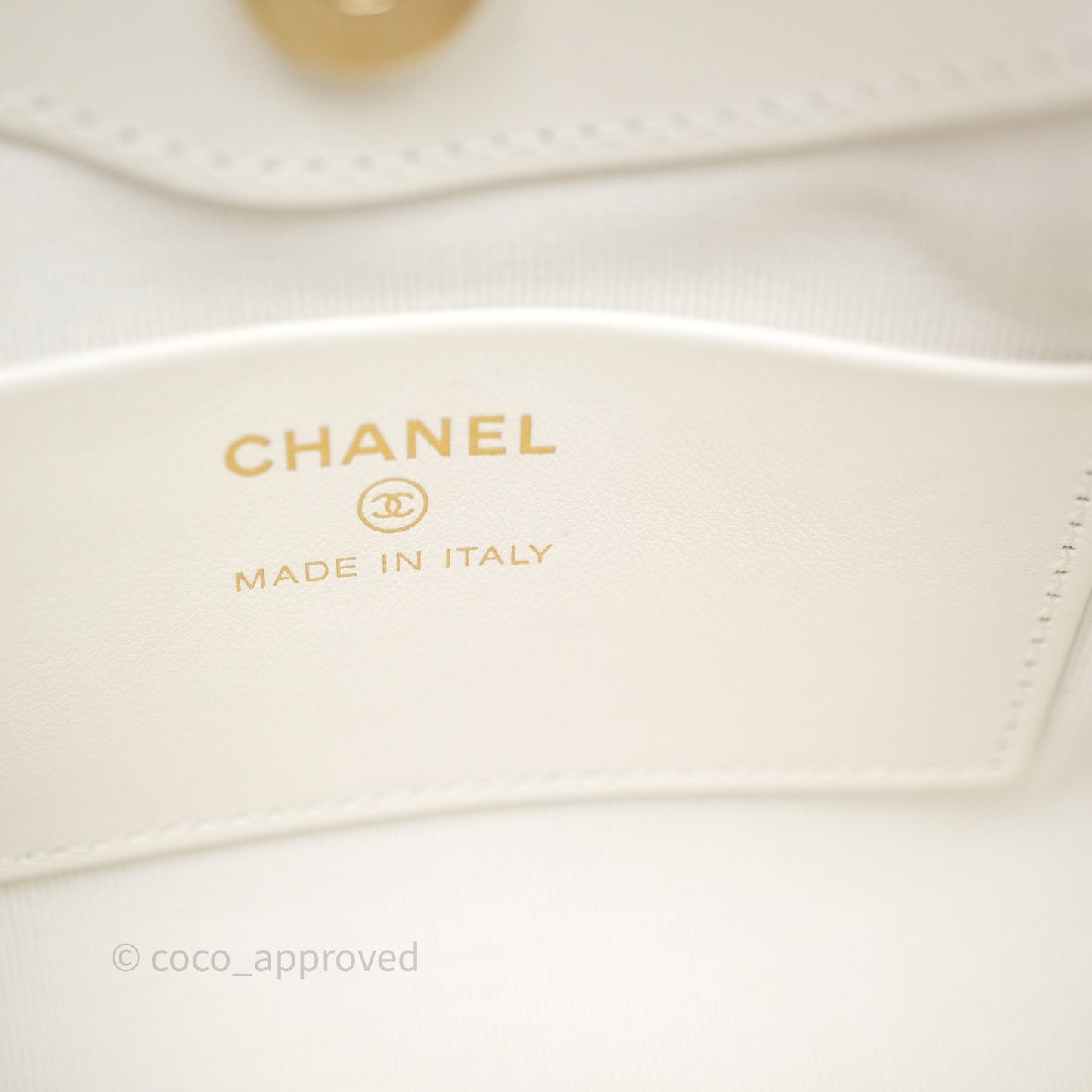 Chanel Nano 31 White Shiny Calfskin Gold Hardware