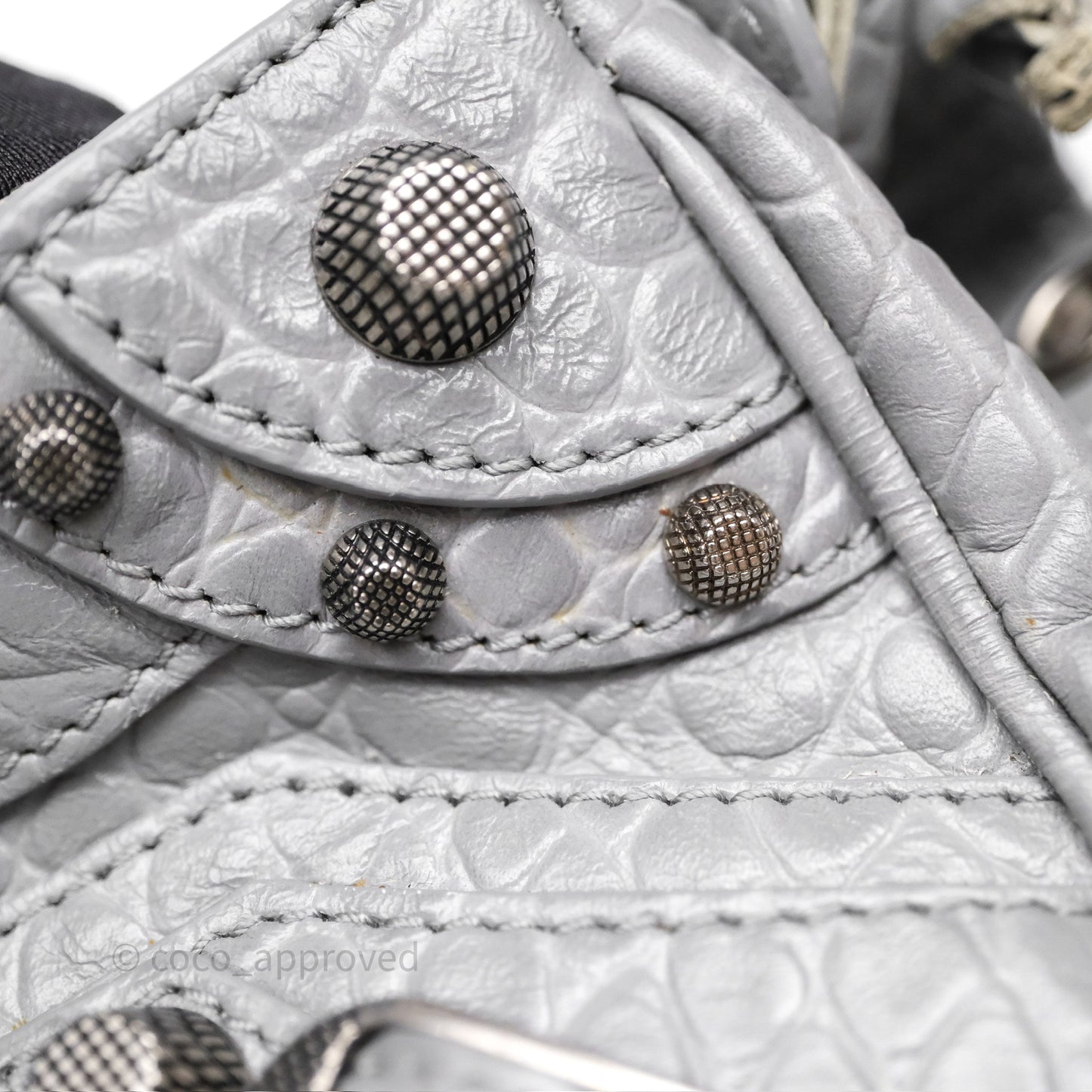 Balenciaga XS Le Cagole Shoulder Bag Grey Croc Embossed Leather