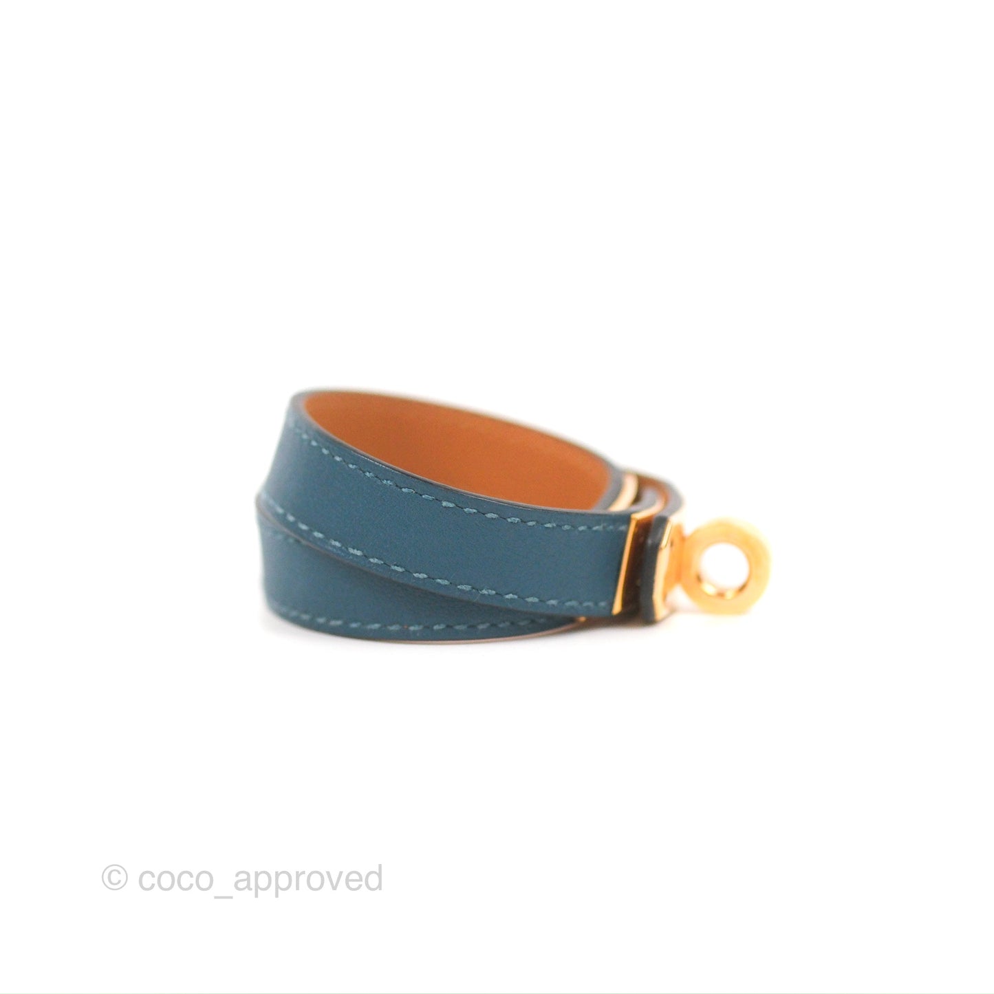 Hermès Kelly Double Tour Bracelet Vert Bosphore Swift Gold Hardware