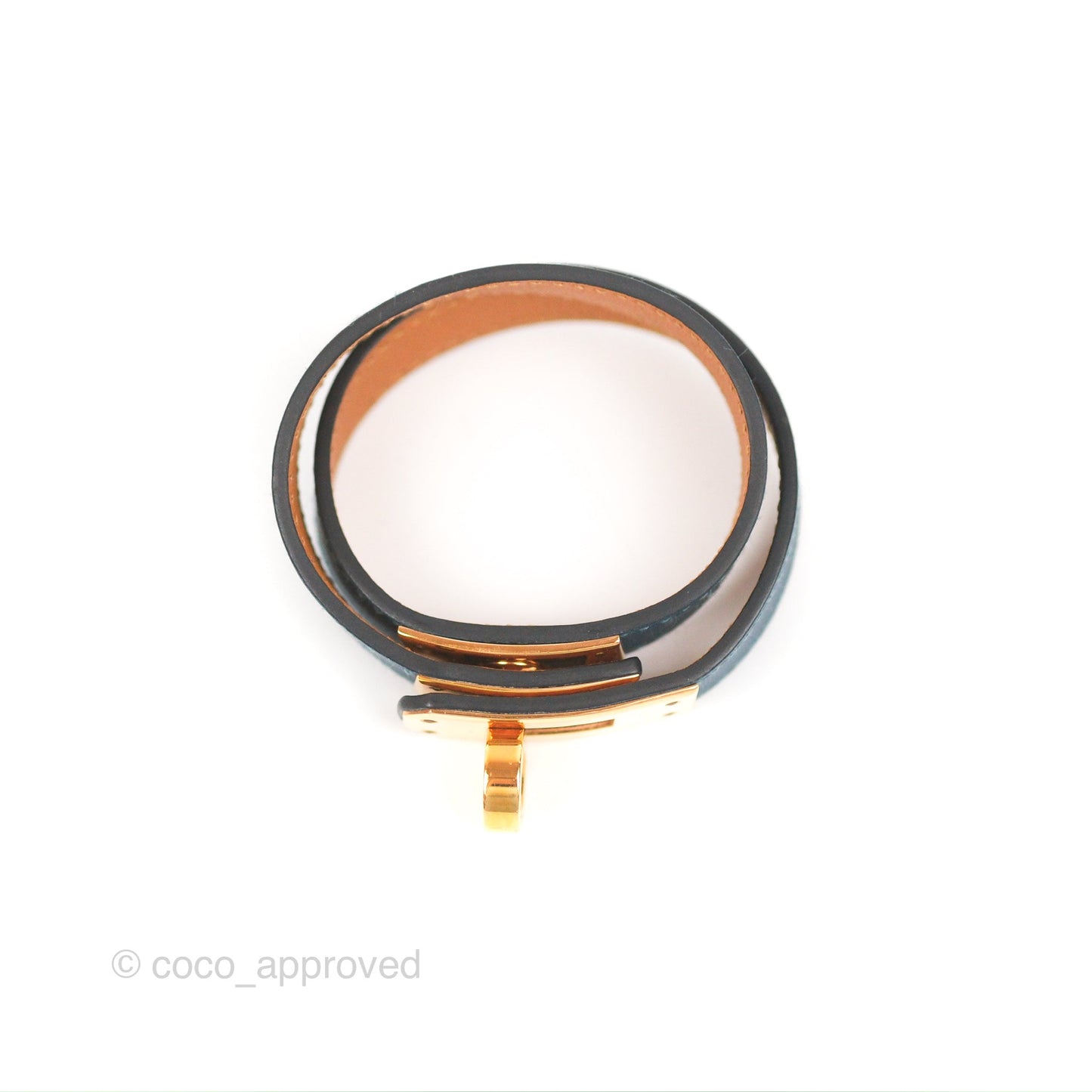Hermès Kelly Double Tour Bracelet Vert Bosphore Swift Gold Hardware