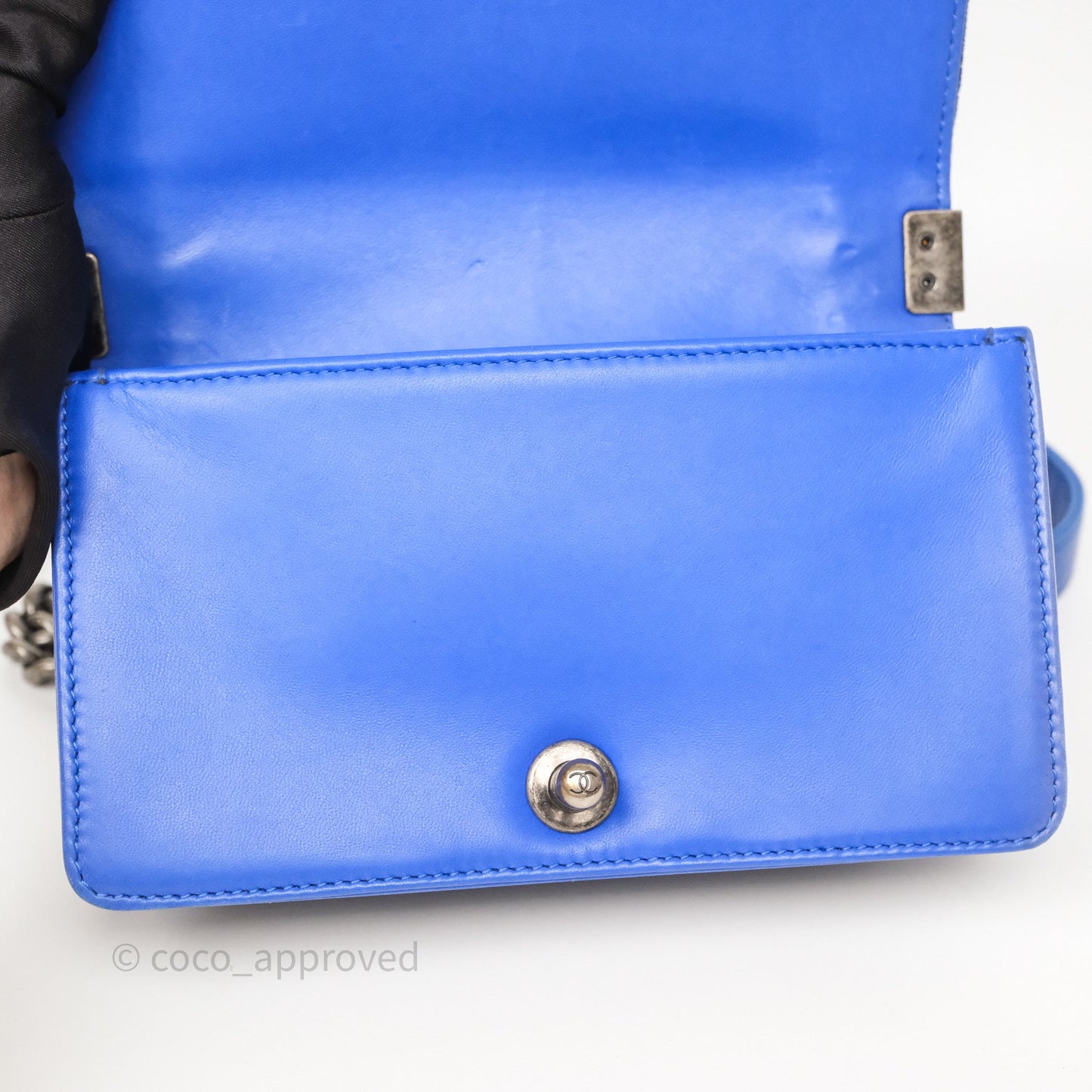 Chanel Quilted Small Boy Blue Velvet Ruthenium Hardware