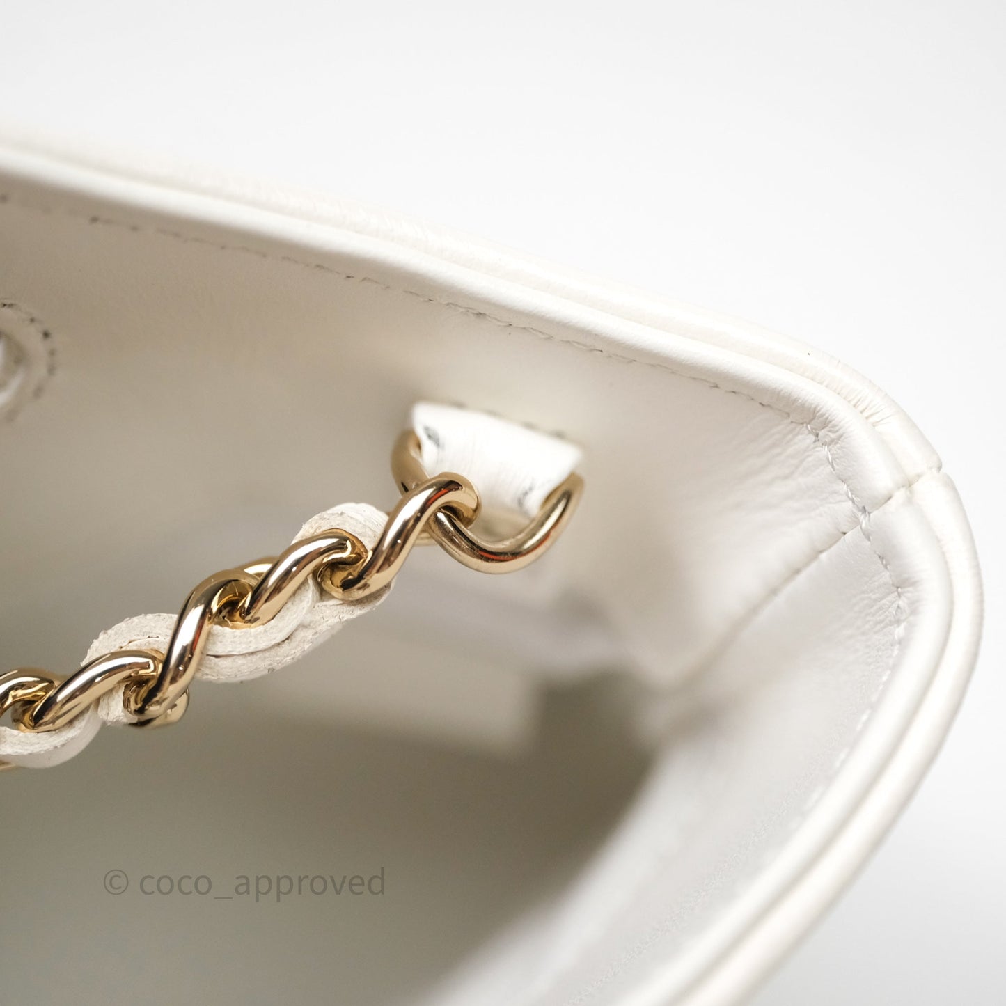 Chanel Nano 31 White Shiny Calfskin Gold Hardware