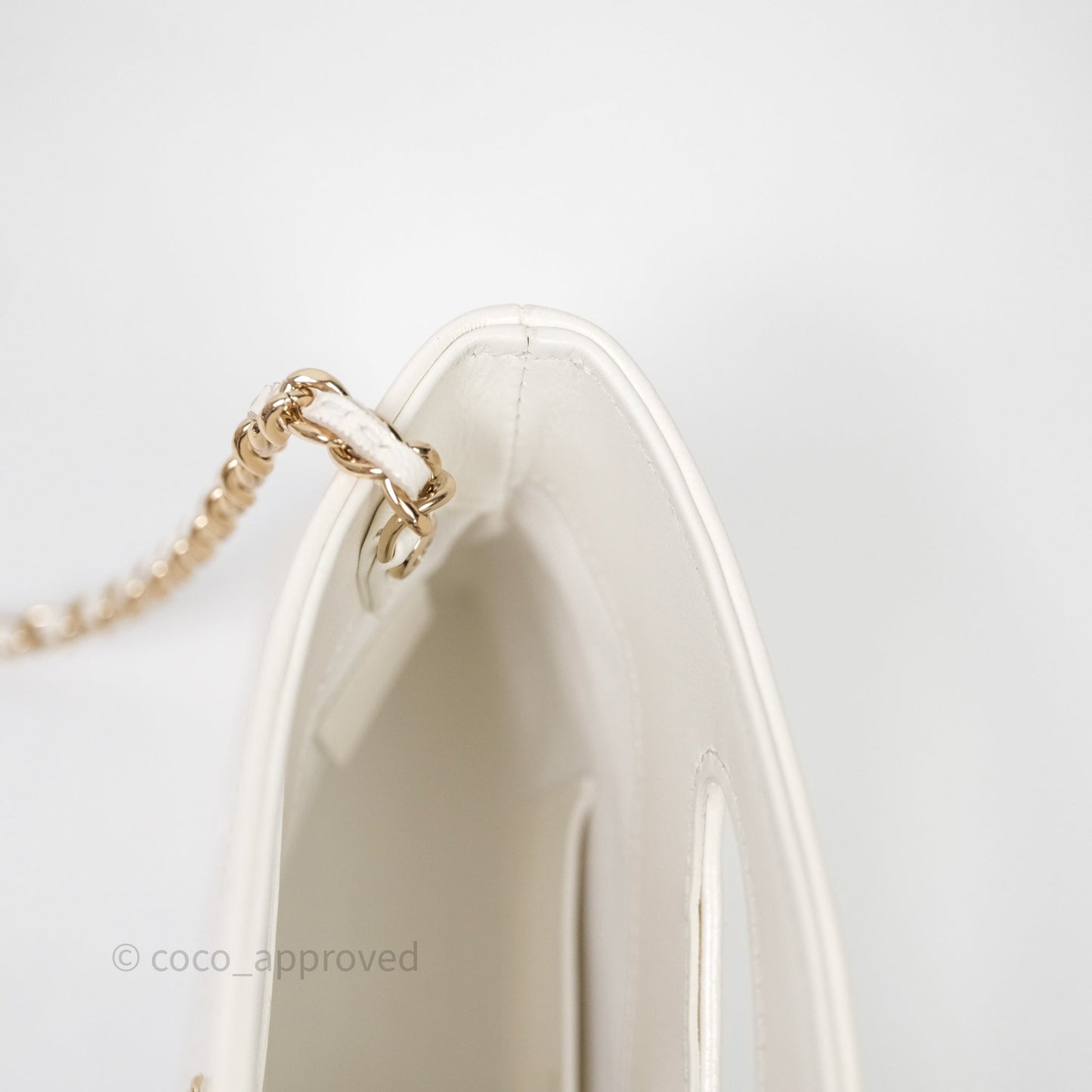 Chanel Nano 31 White Shiny Calfskin Gold Hardware