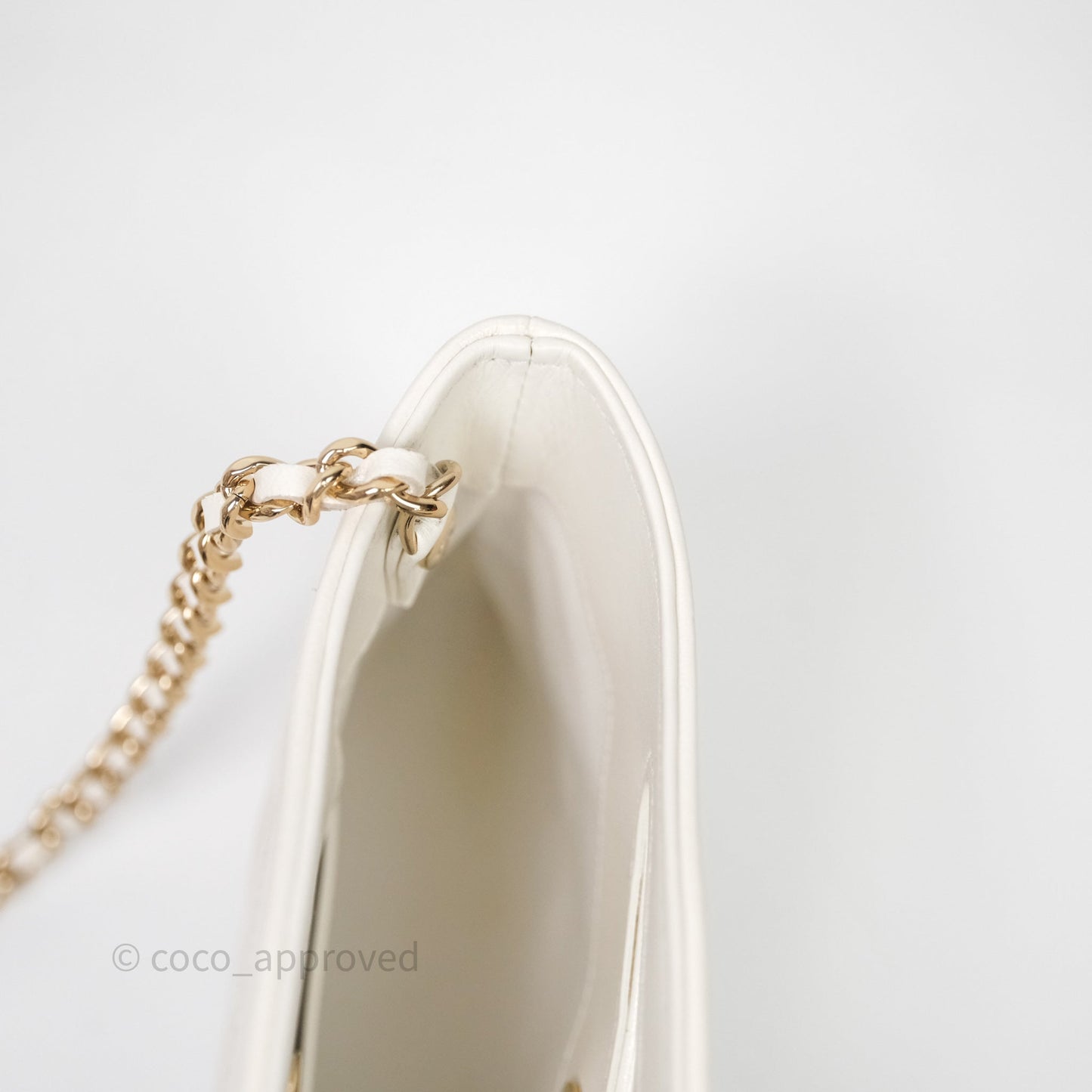 Chanel Nano 31 White Shiny Calfskin Gold Hardware