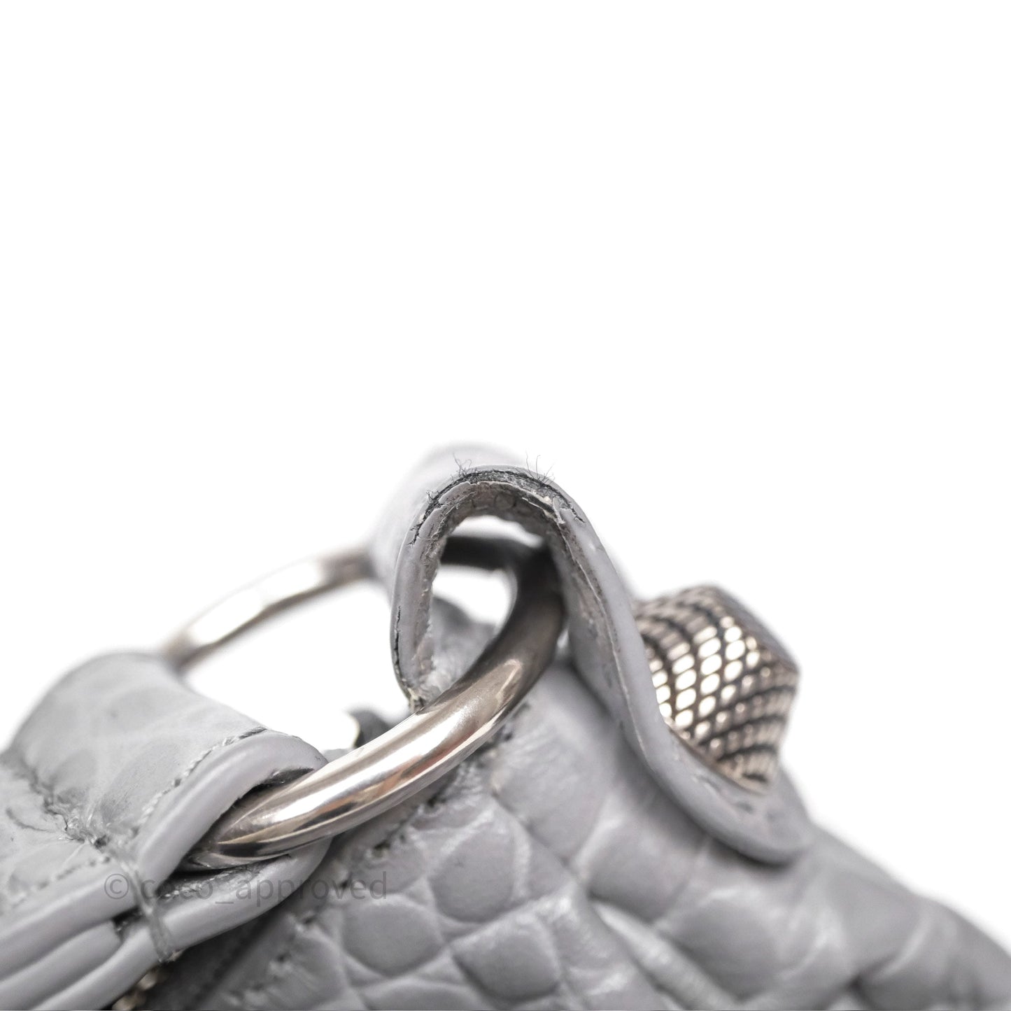 Balenciaga XS Le Cagole Shoulder Bag Grey Croc Embossed Leather