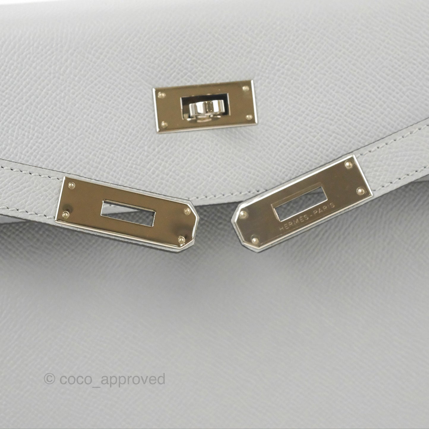 Hermès Kelly 32 Sellier Bleu Glacier Epsom Palladium Hardware